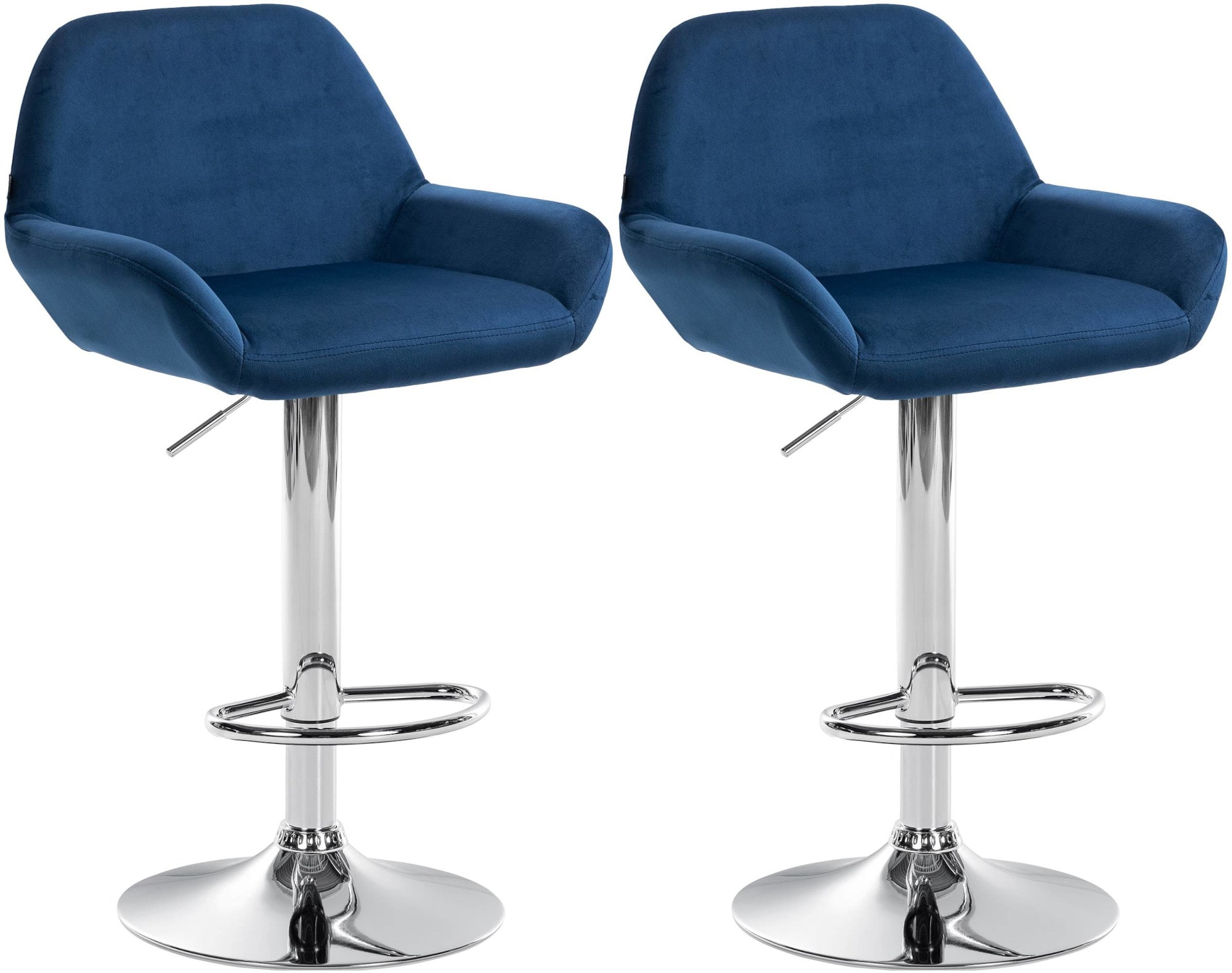 CLP 2er Set Barhocker Braga Samtbezug mit Metallgestell I H&ouml;henverstellbar und drehbar I Moderner Barstuhl mit Fu&szlig;st&uuml;tze f&uuml;r K&uuml;che und Bar - Bild 1