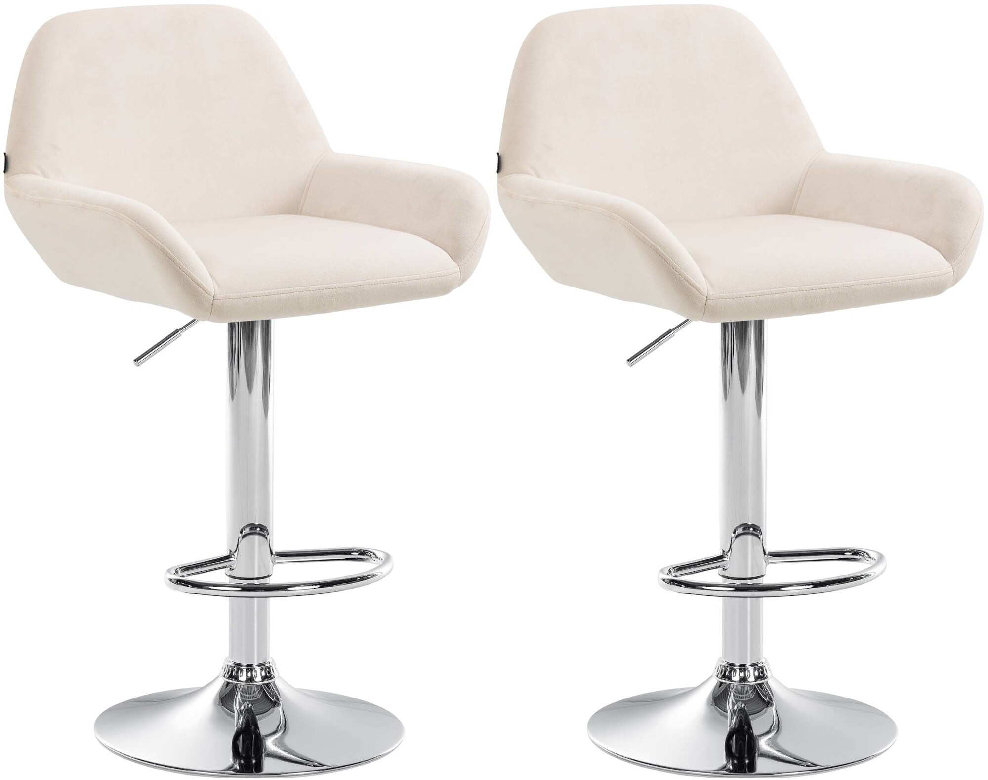 CLP 2er Set Barhocker Braga Samtbezug mit Metallgestell I H&ouml;henverstellbar und drehbar I Moderner Barstuhl mit Fu&szlig;st&uuml;tze f&uuml;r K&uuml;che und Bar - Bild 1