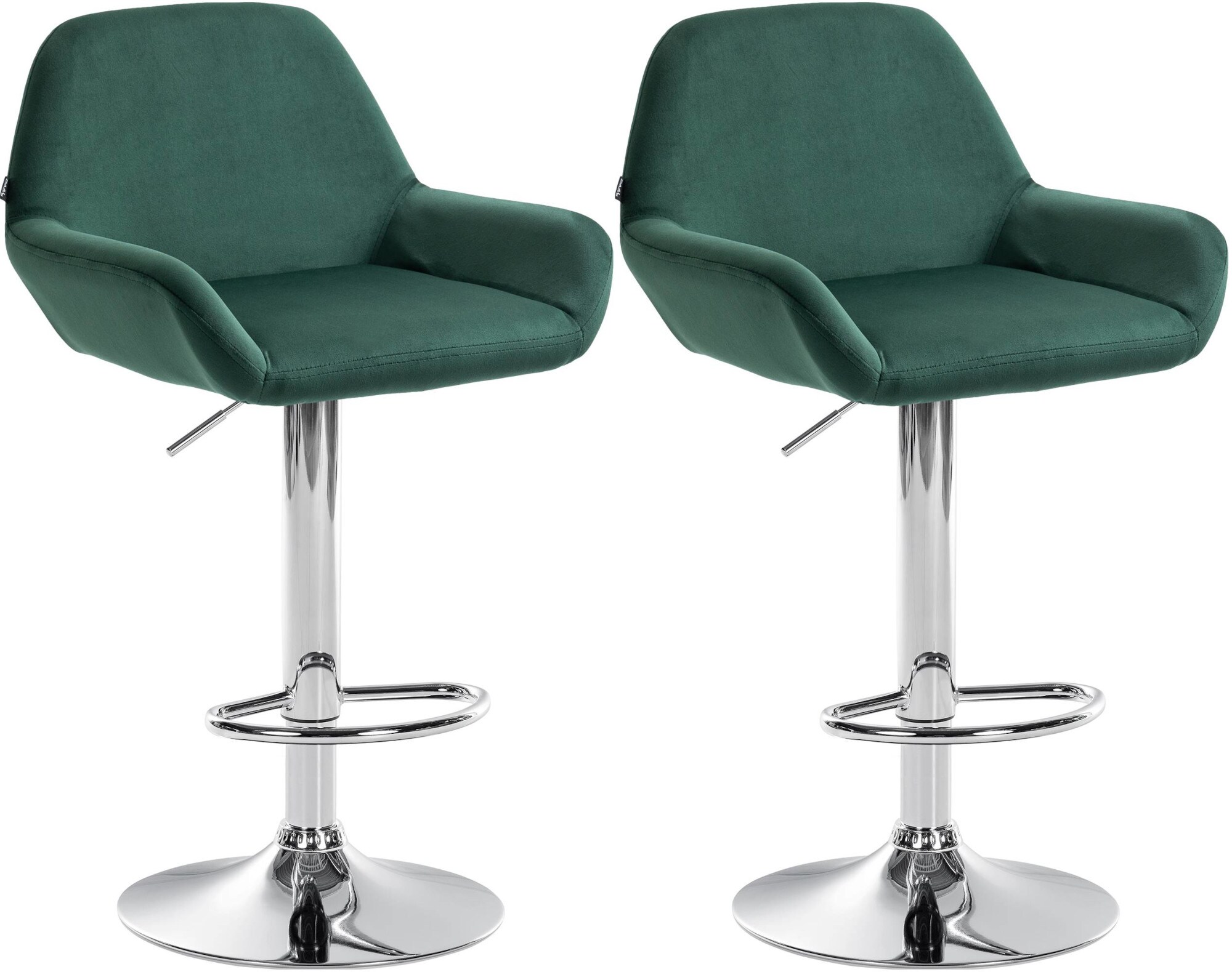 CLP 2er Set Barhocker Braga Samtbezug mit Metallgestell I H&ouml;henverstellbar und drehbar I Moderner Barstuhl mit Fu&szlig;st&uuml;tze f&uuml;r K&uuml;che und Bar - Bild 1