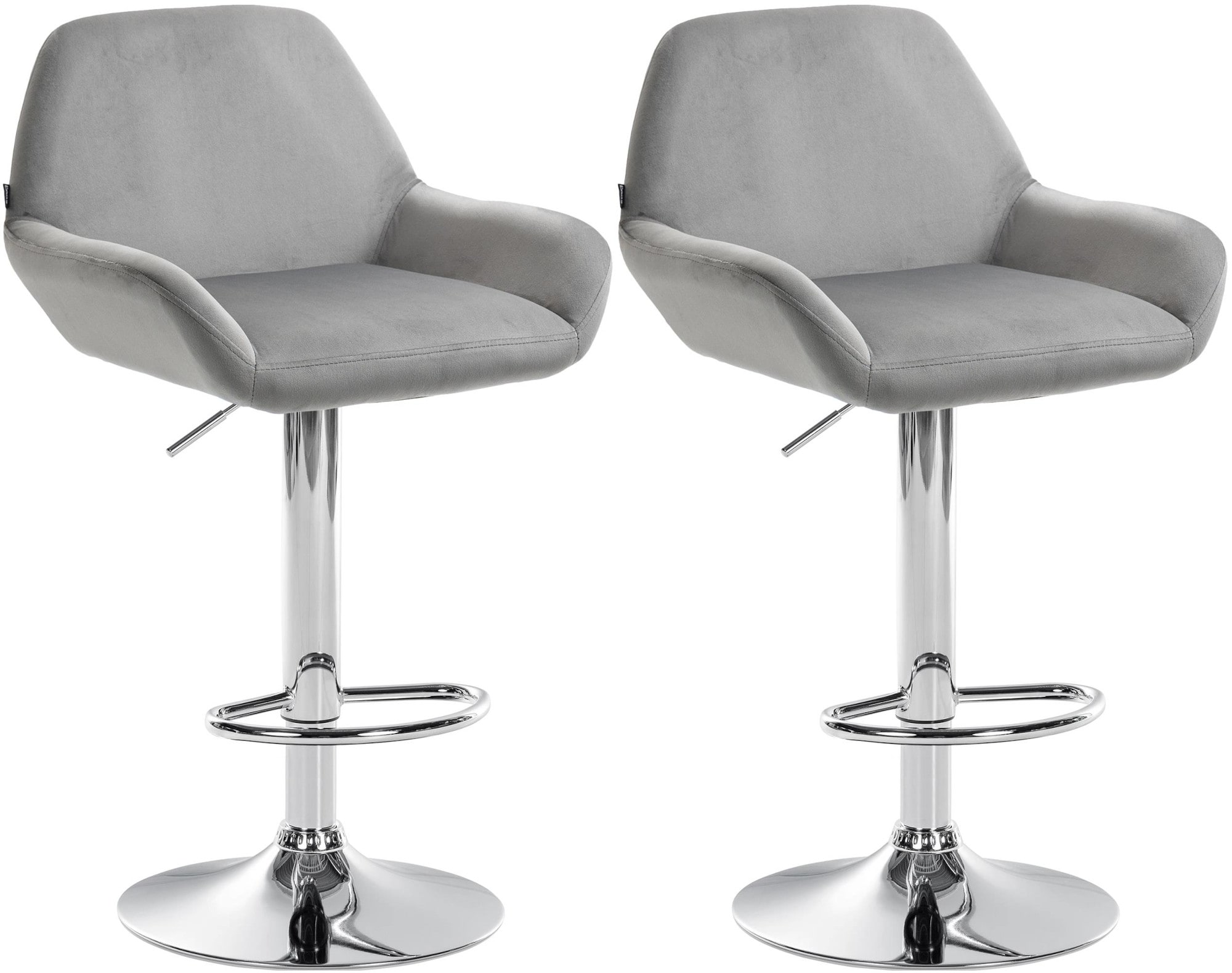 CLP 2er Set Barhocker Braga Samtbezug mit Metallgestell I H&ouml;henverstellbar und drehbar I Moderner Barstuhl mit Fu&szlig;st&uuml;tze f&uuml;r K&uuml;che und Bar - Bild 1