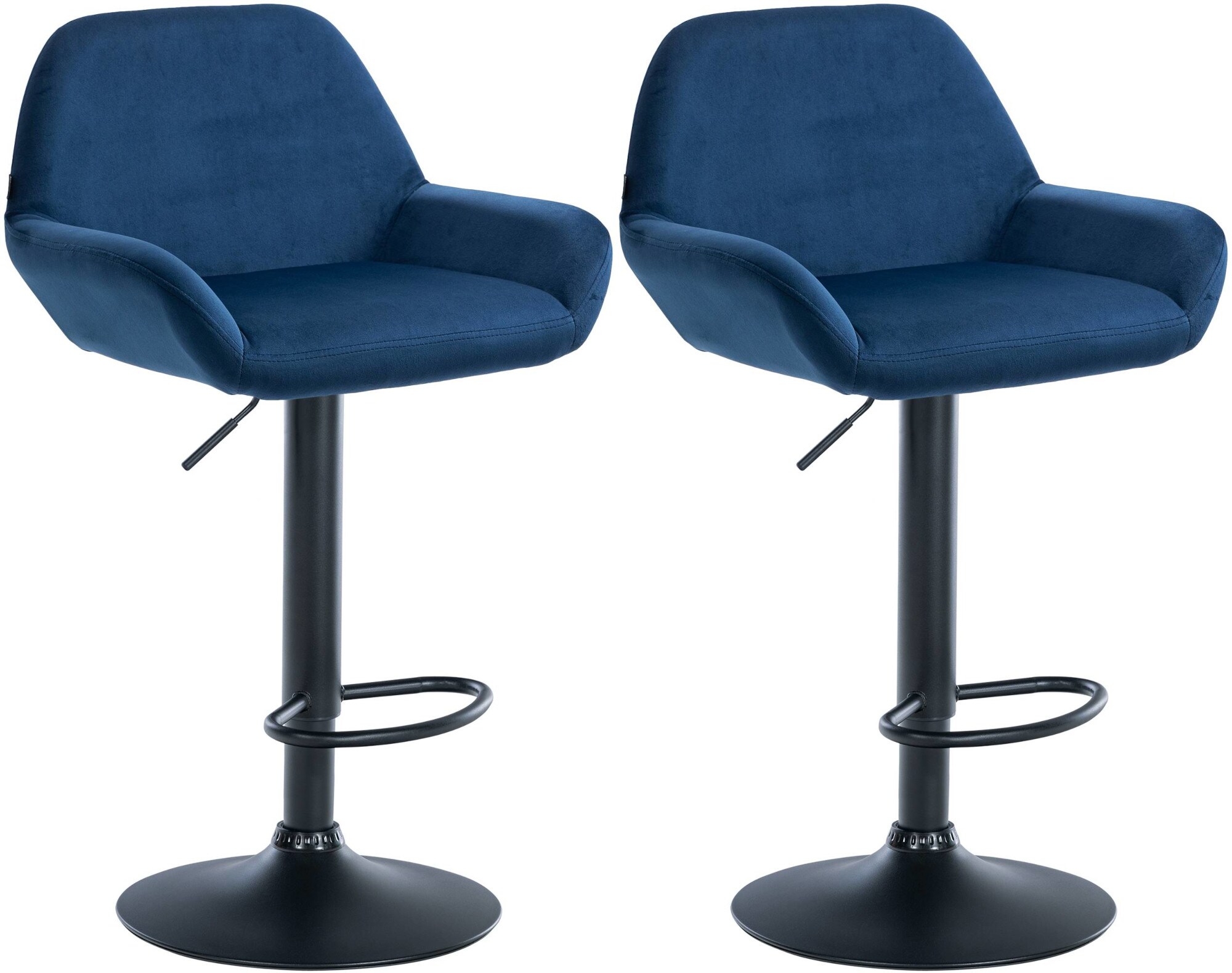 CLP 2er Set Barhocker Braga Samtbezug mit Metallgestell I H&ouml;henverstellbar und drehbar I Moderner Barstuhl mit Fu&szlig;st&uuml;tze f&uuml;r K&uuml;che und Bar - Bild 1