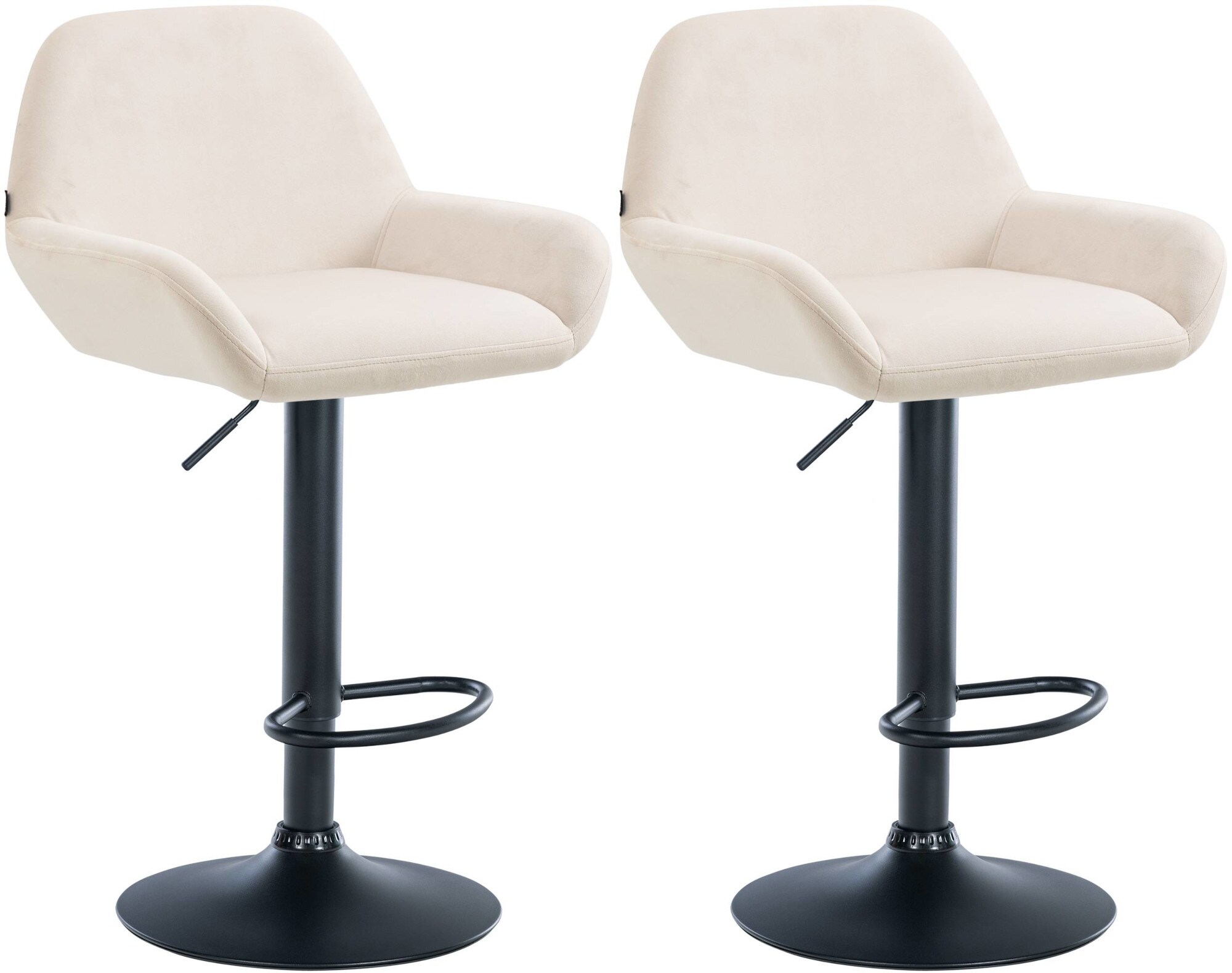 CLP 2er Set Barhocker Braga Samtbezug mit Metallgestell I H&ouml;henverstellbar und drehbar I Moderner Barstuhl mit Fu&szlig;st&uuml;tze f&uuml;r K&uuml;che und Bar - Bild 1