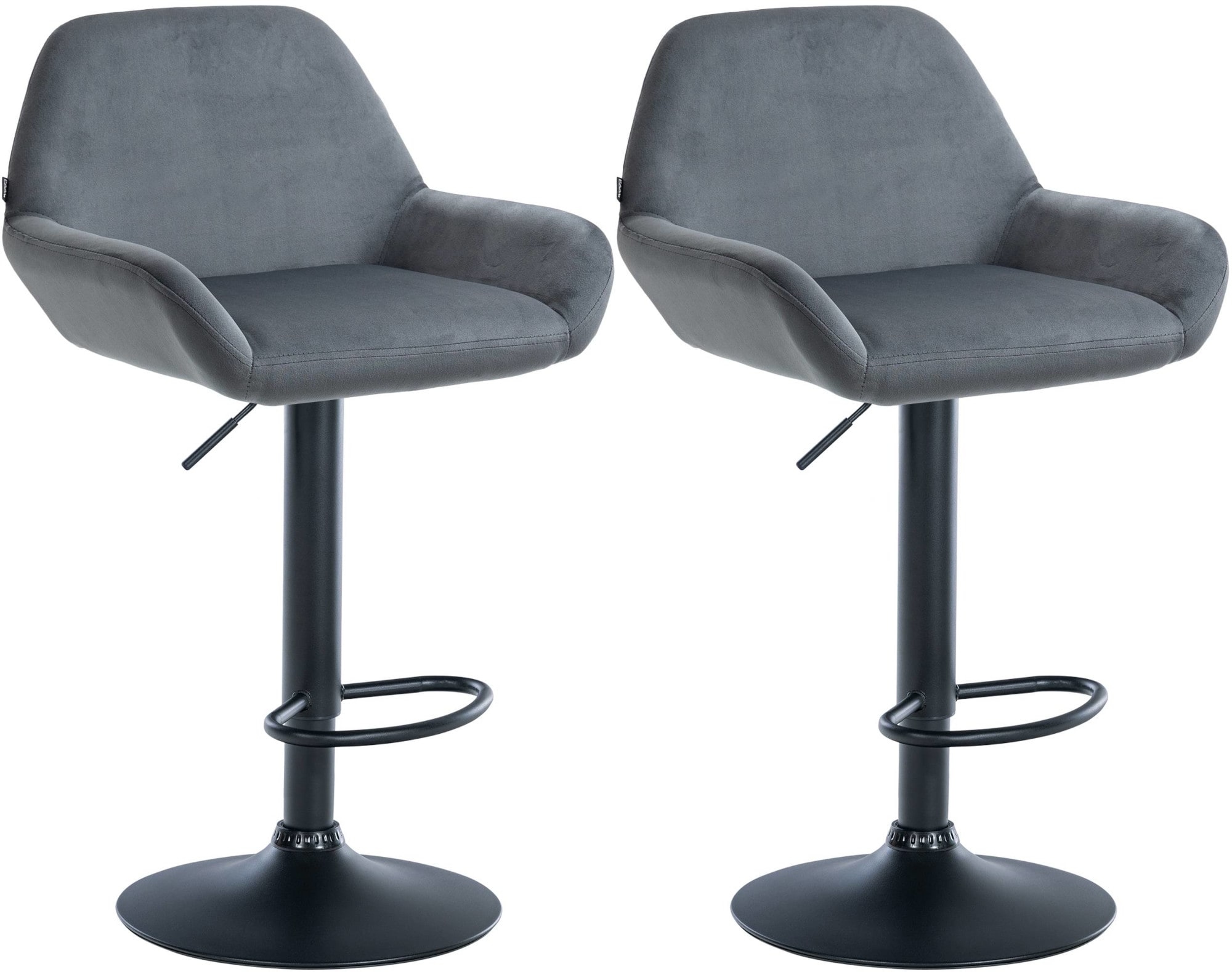 CLP 2er Set Barhocker Braga Samtbezug mit Metallgestell I H&ouml;henverstellbar und drehbar I Moderner Barstuhl mit Fu&szlig;st&uuml;tze f&uuml;r K&uuml;che und Bar - Bild 1