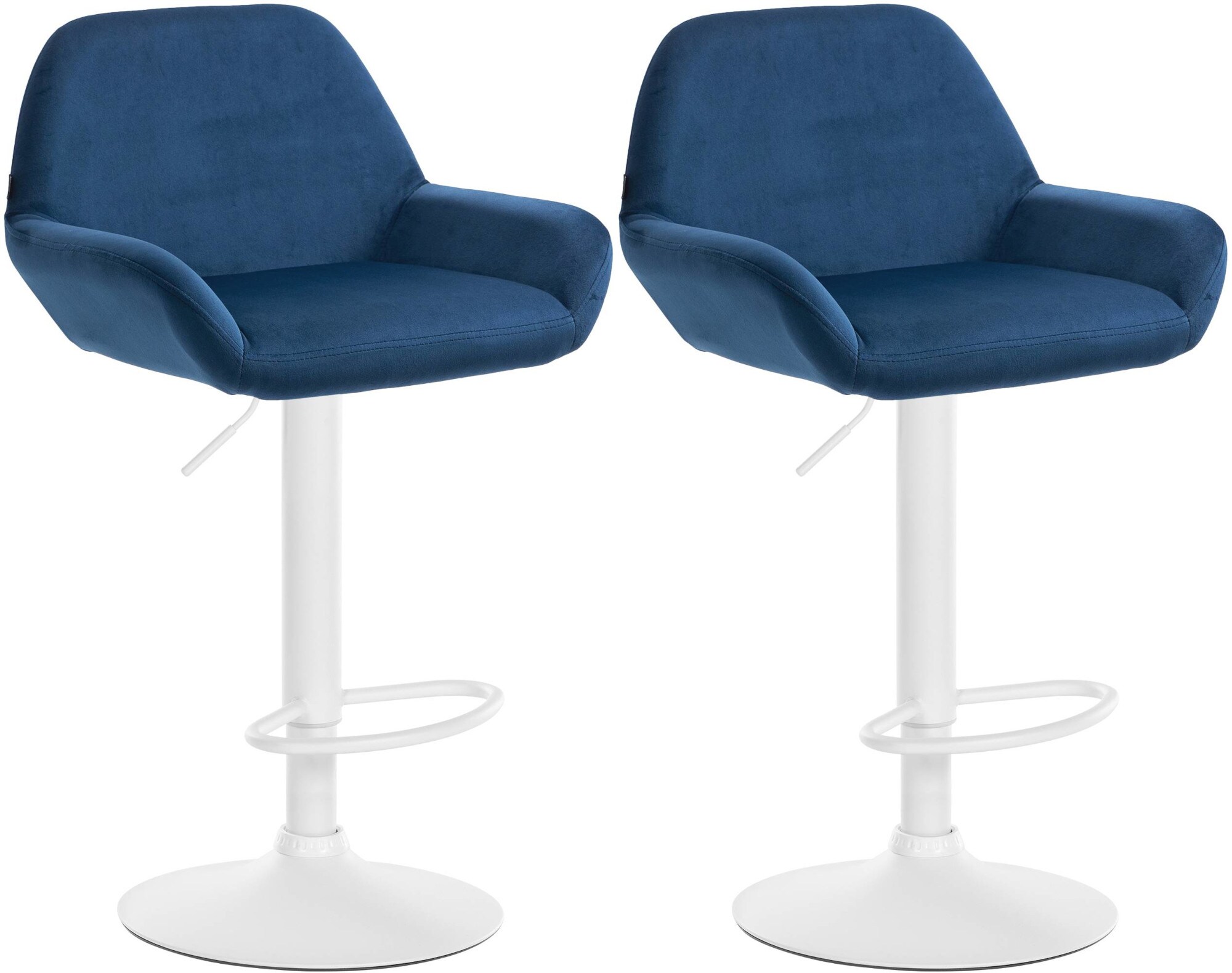 CLP 2er Set Barhocker Braga Samtbezug mit Metallgestell I H&ouml;henverstellbar und drehbar I Moderner Barstuhl mit Fu&szlig;st&uuml;tze f&uuml;r K&uuml;che und Bar - Bild 1