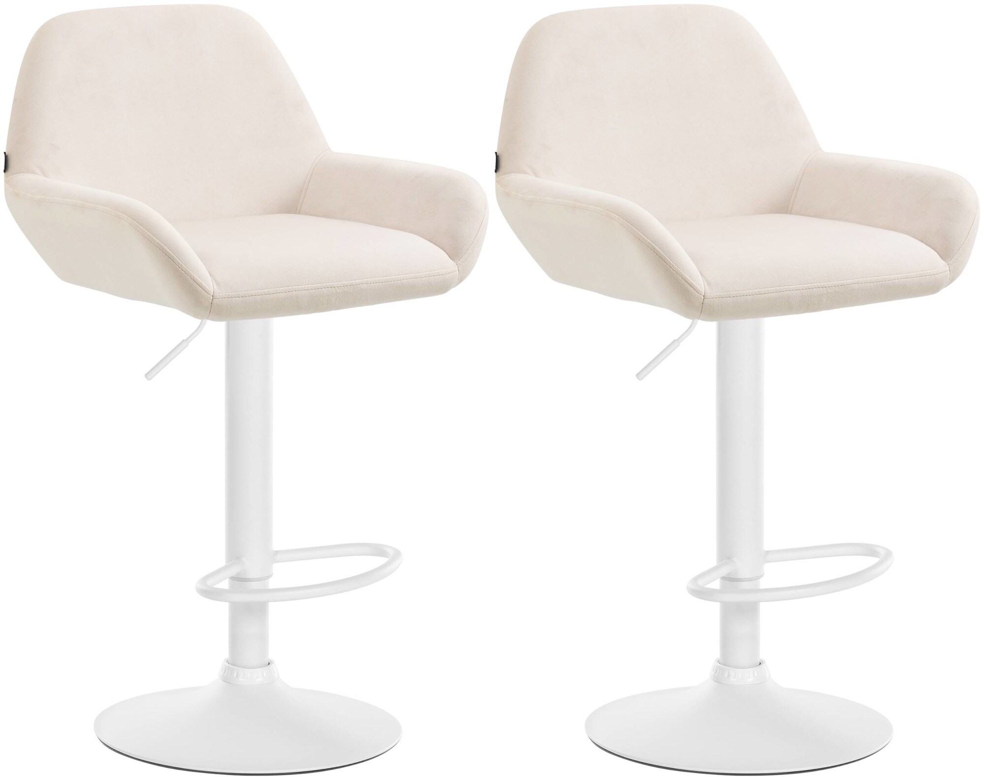 CLP 2er Set Barhocker Braga Samtbezug mit Metallgestell I H&ouml;henverstellbar und drehbar I Moderner Barstuhl mit Fu&szlig;st&uuml;tze f&uuml;r K&uuml;che und Bar - Bild 1