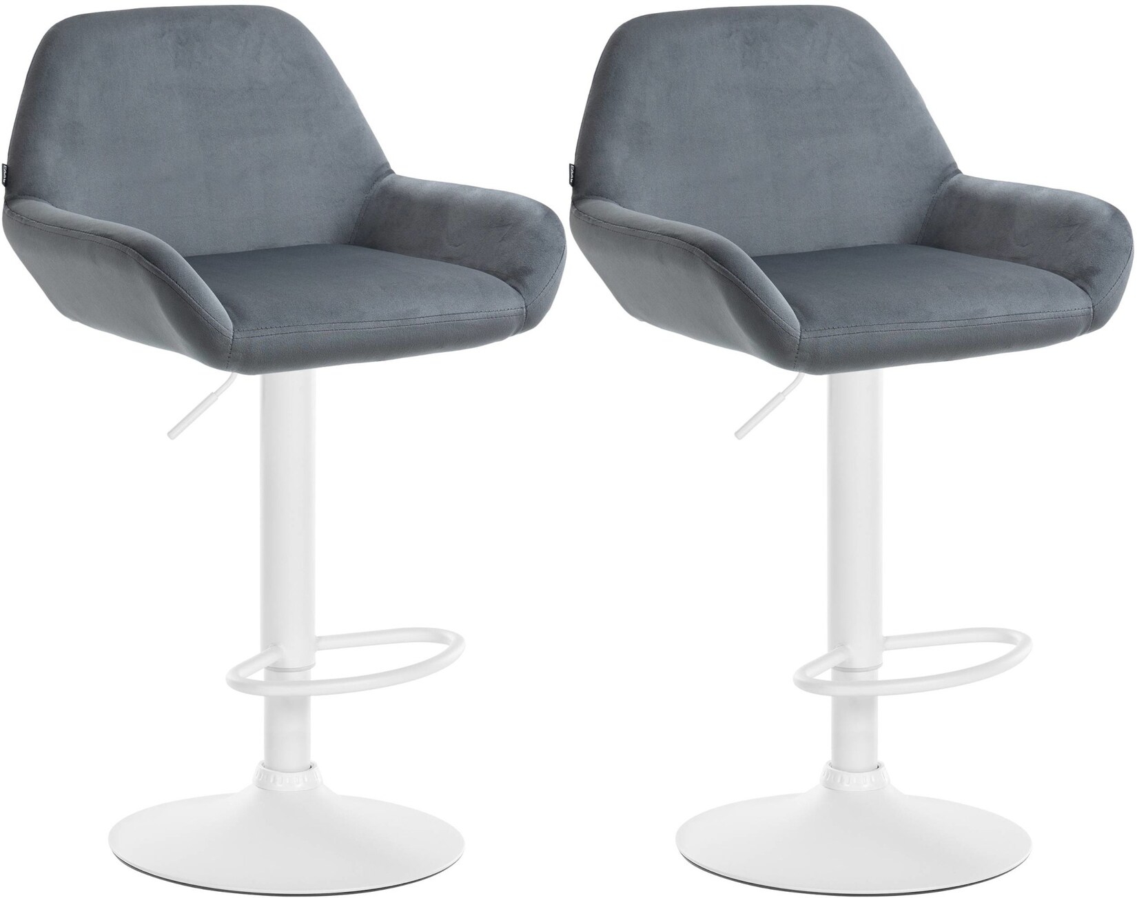 CLP 2er Set Barhocker Braga Samtbezug mit Metallgestell I Höhenverstellbar und drehbar I Moderner Barstuhl mit Fußstütze für Küche und Bar | 04255716311599