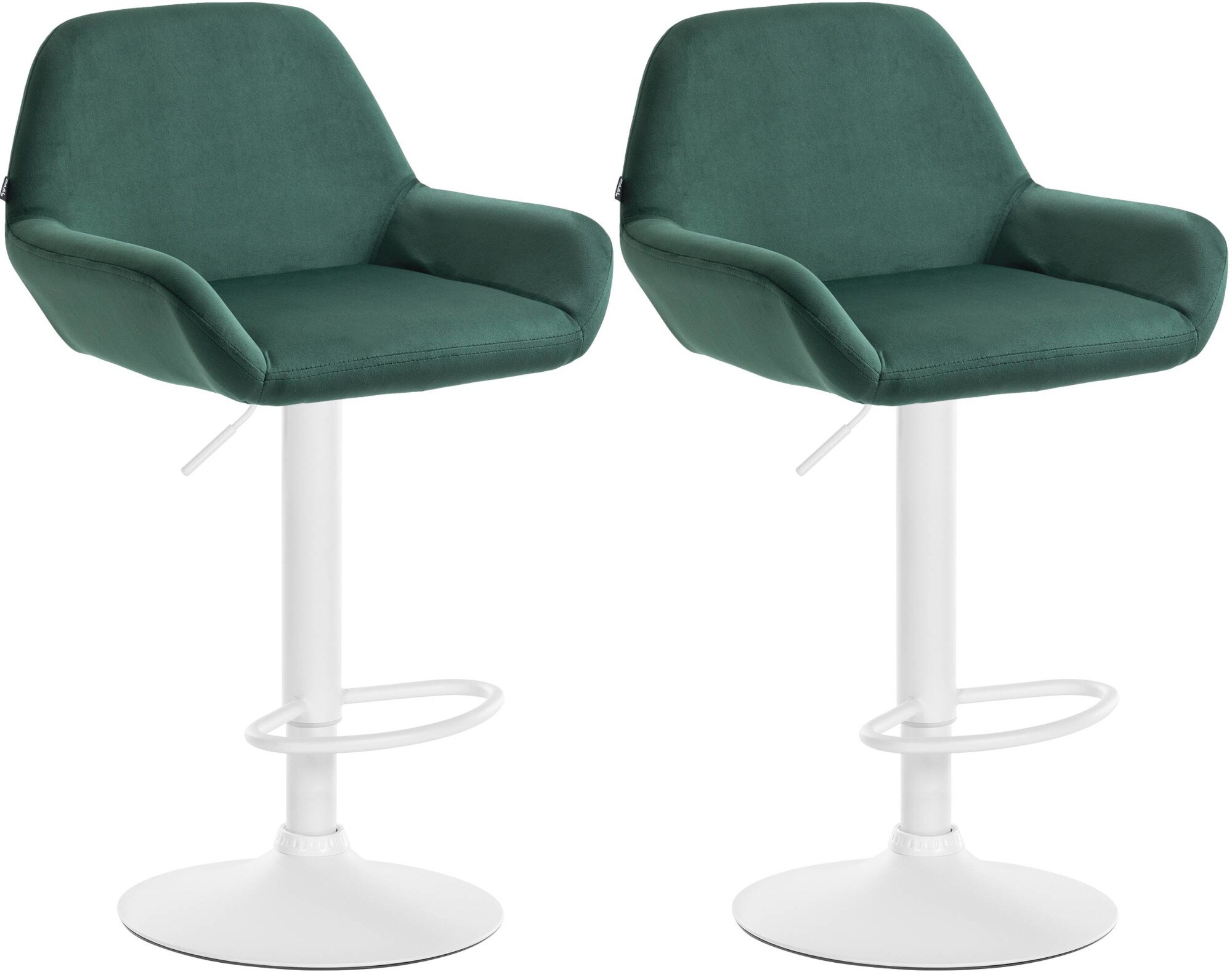 CLP 2er Set Barhocker Braga Samtbezug mit Metallgestell I H&ouml;henverstellbar und drehbar I Moderner Barstuhl mit Fu&szlig;st&uuml;tze f&uuml;r K&uuml;che und Bar - Bild 1