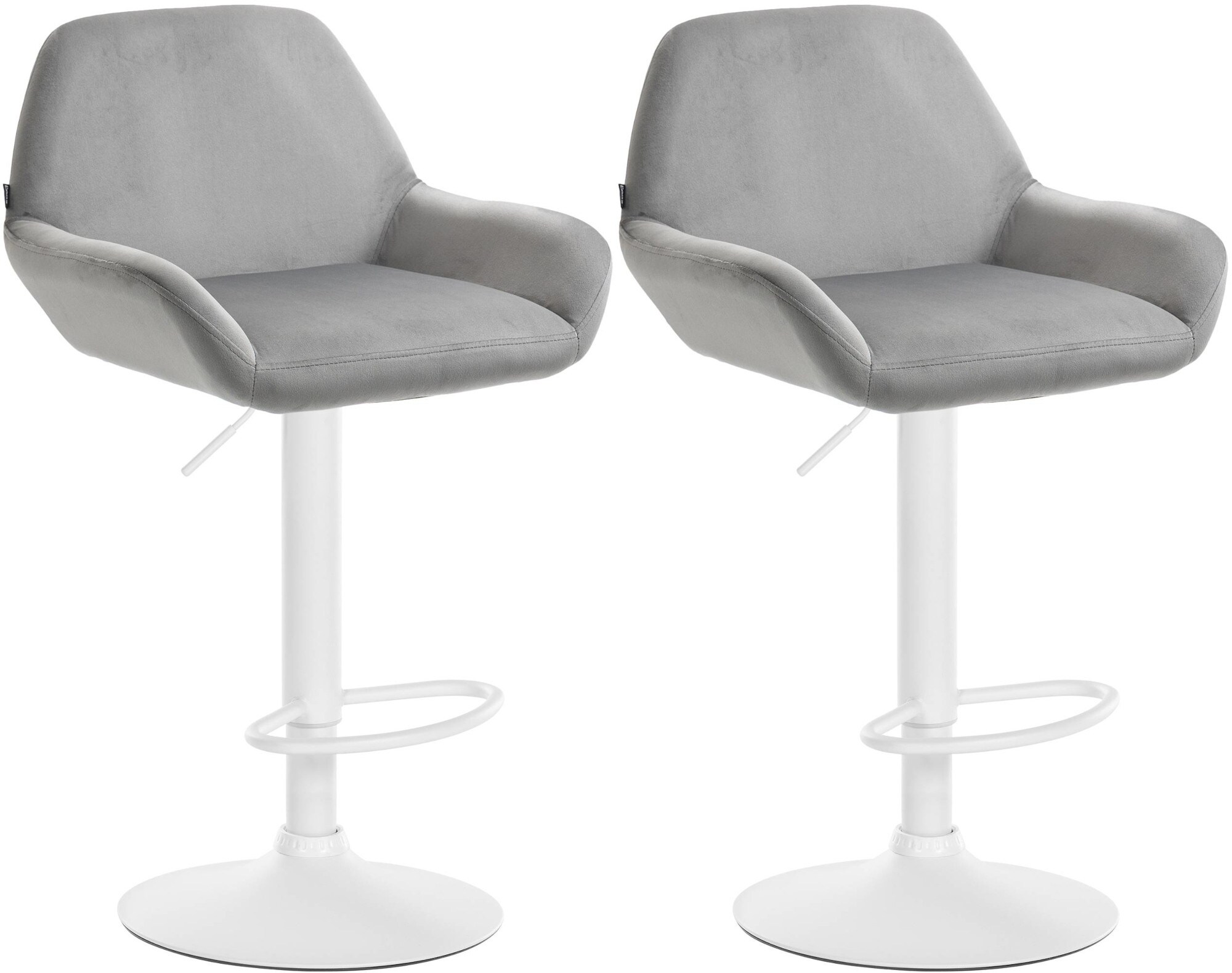 CLP 2er Set Barhocker Braga Samtbezug mit Metallgestell I H&ouml;henverstellbar und drehbar I Moderner Barstuhl mit Fu&szlig;st&uuml;tze f&uuml;r K&uuml;che und Bar - Bild 1