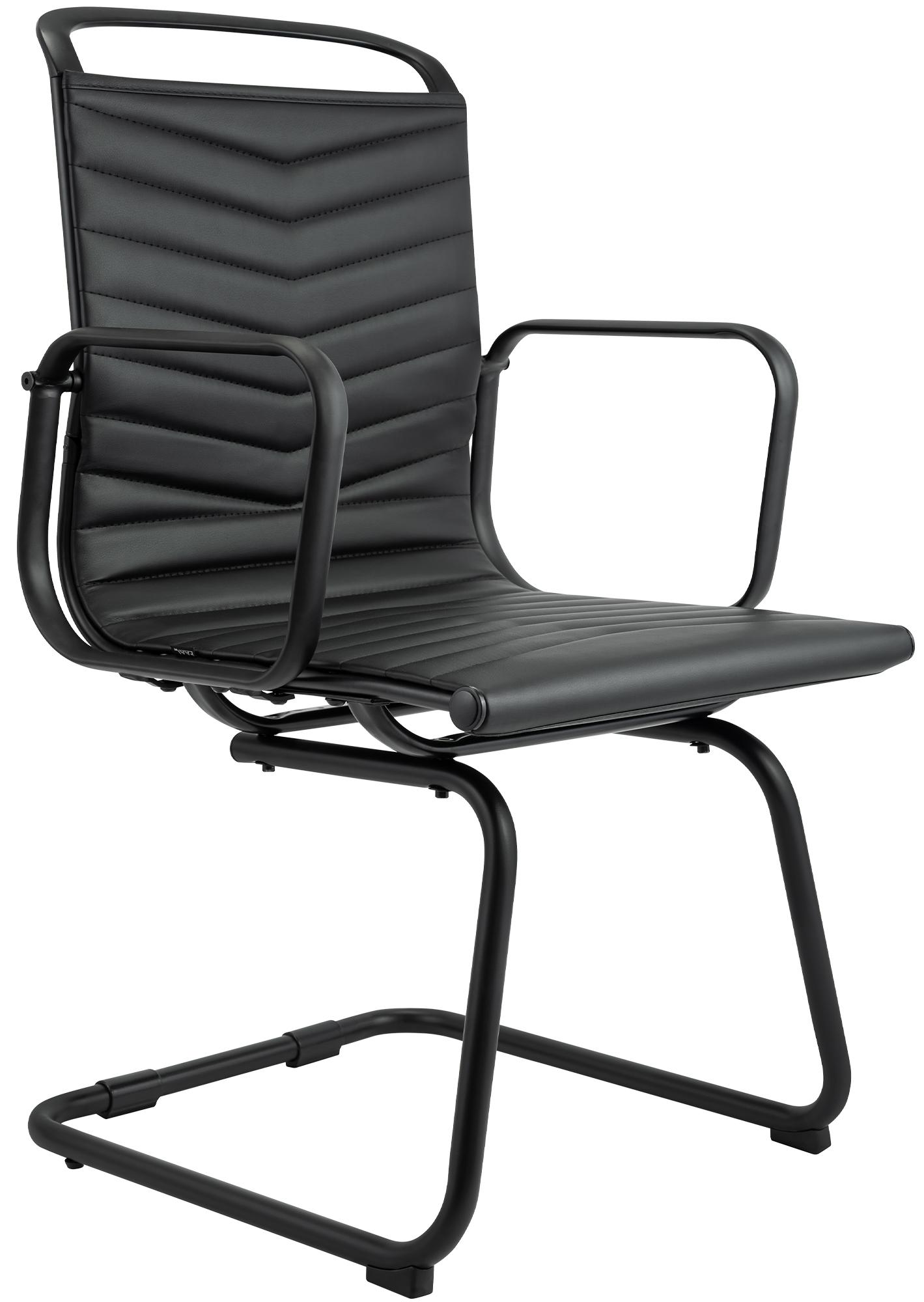 CLP Freischwinger Stuhl mit Armlehnen Tomkin, moderner Esszimmerstuhl gepolstert mit Kunstlederbezug, stabiles Metallgestell - Bild 1