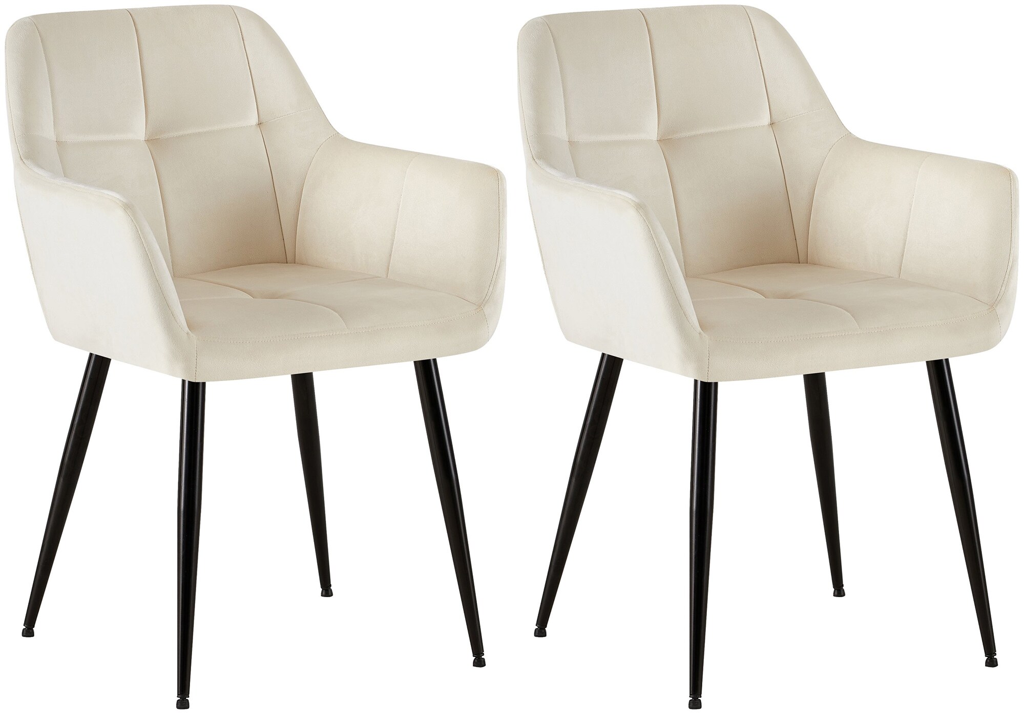 CLP 2er Set Esszimmerstuhl Emia Mit Samtbezug I Polsterstuhl Mit Robustem Metallgestell I K&uuml;chenstuhl Mit Armlehnen - Bild 1