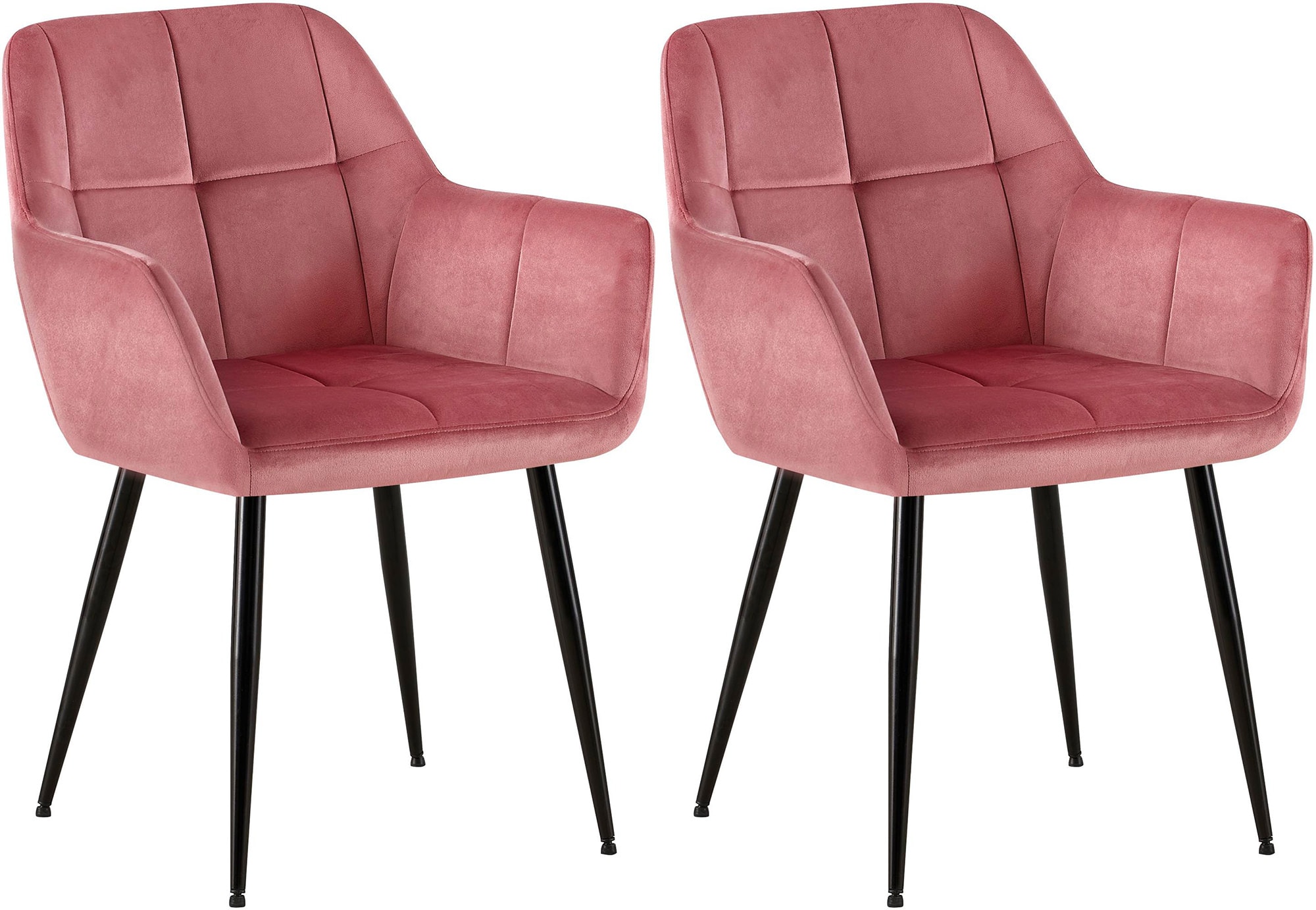 CLP 2er Set Esszimmerstuhl Emia Mit Samtbezug I Polsterstuhl Mit Robustem Metallgestell I K&uuml;chenstuhl Mit Armlehnen - Bild 1