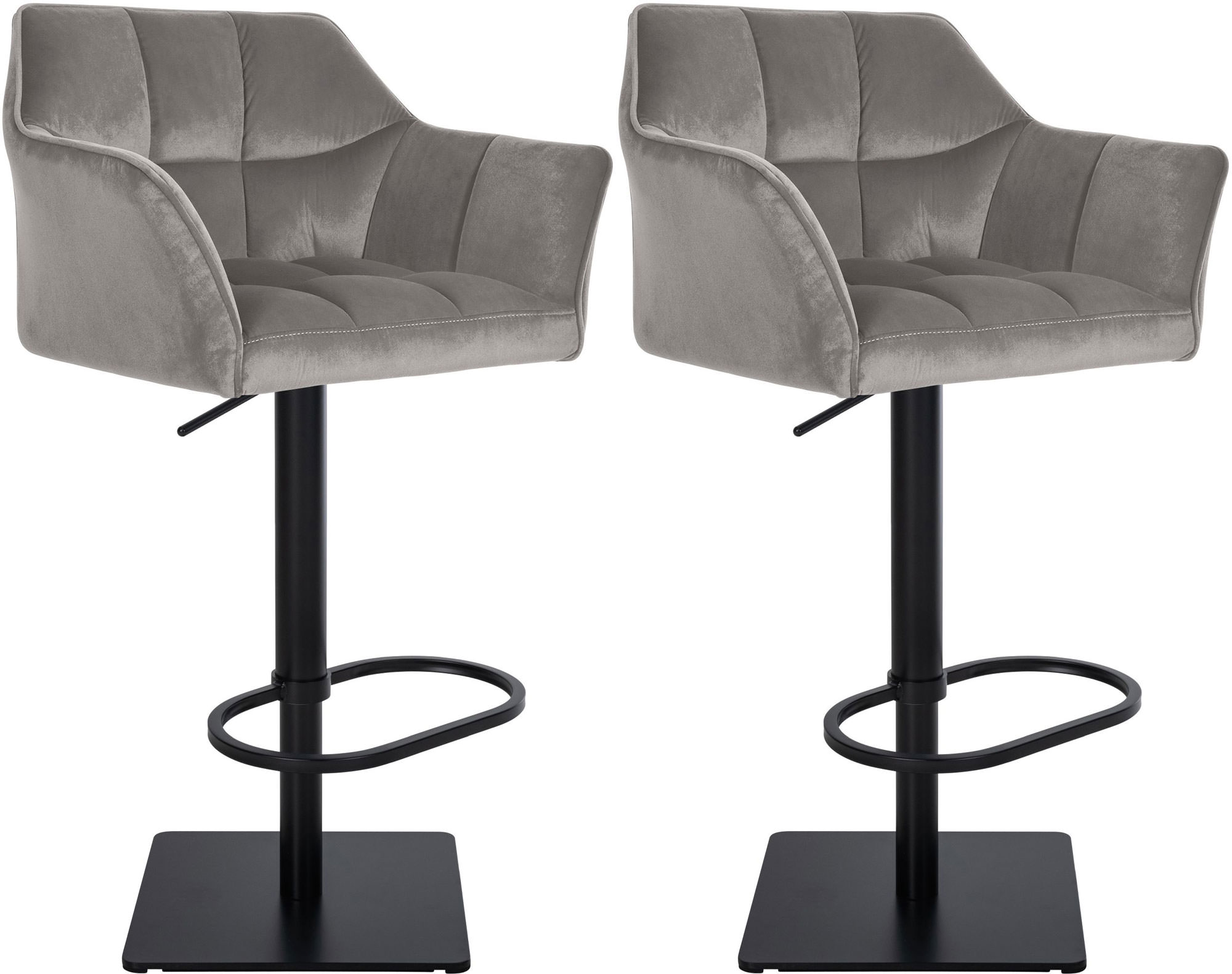 CLP 2er Set Barhocker Damaso Samt-Bezug I H&ouml;henverstellbarer Barstuhl Mit Metallgestell I Thekenhocker Mit Integrierter Fu&szlig;st&uuml;tze - Bild 1