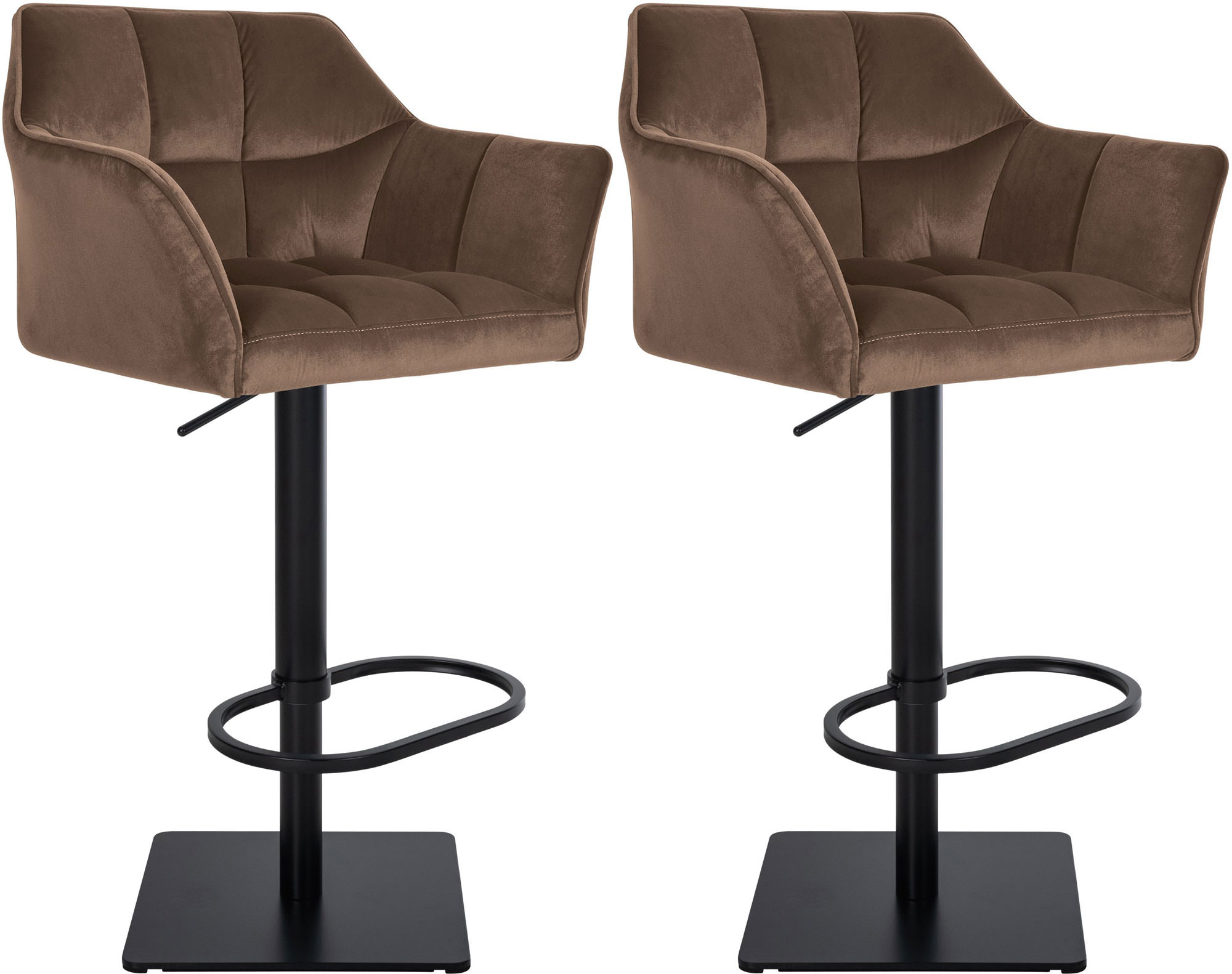 CLP 2er Set Barhocker Damaso Samt-Bezug I H&ouml;henverstellbarer Barstuhl Mit Metallgestell I Thekenhocker Mit Integrierter Fu&szlig;st&uuml;tze - Bild 1