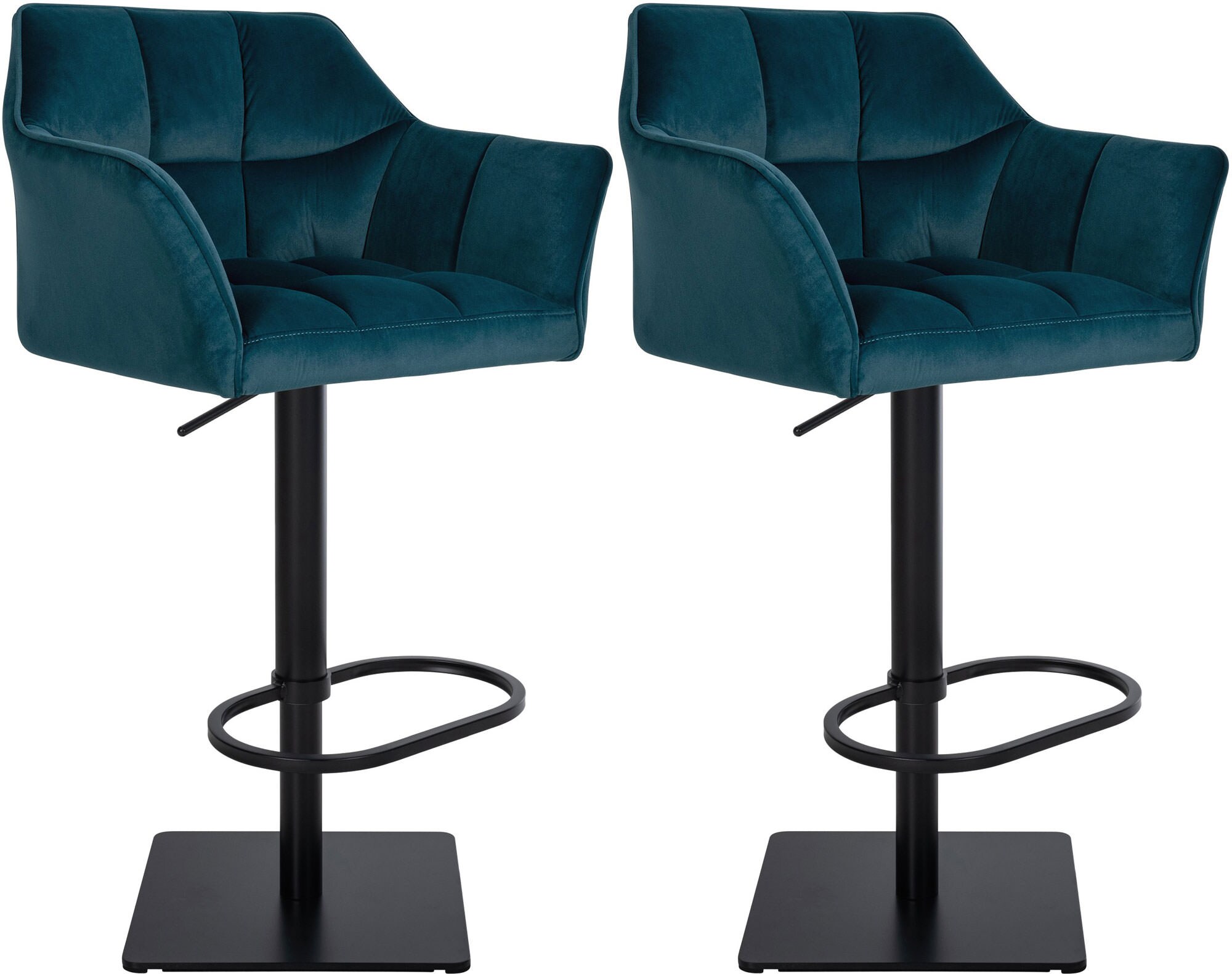 CLP 2er Set Barhocker Damaso Samt-Bezug I H&ouml;henverstellbarer Barstuhl Mit Metallgestell I Thekenhocker Mit Integrierter Fu&szlig;st&uuml;tze - Bild 1