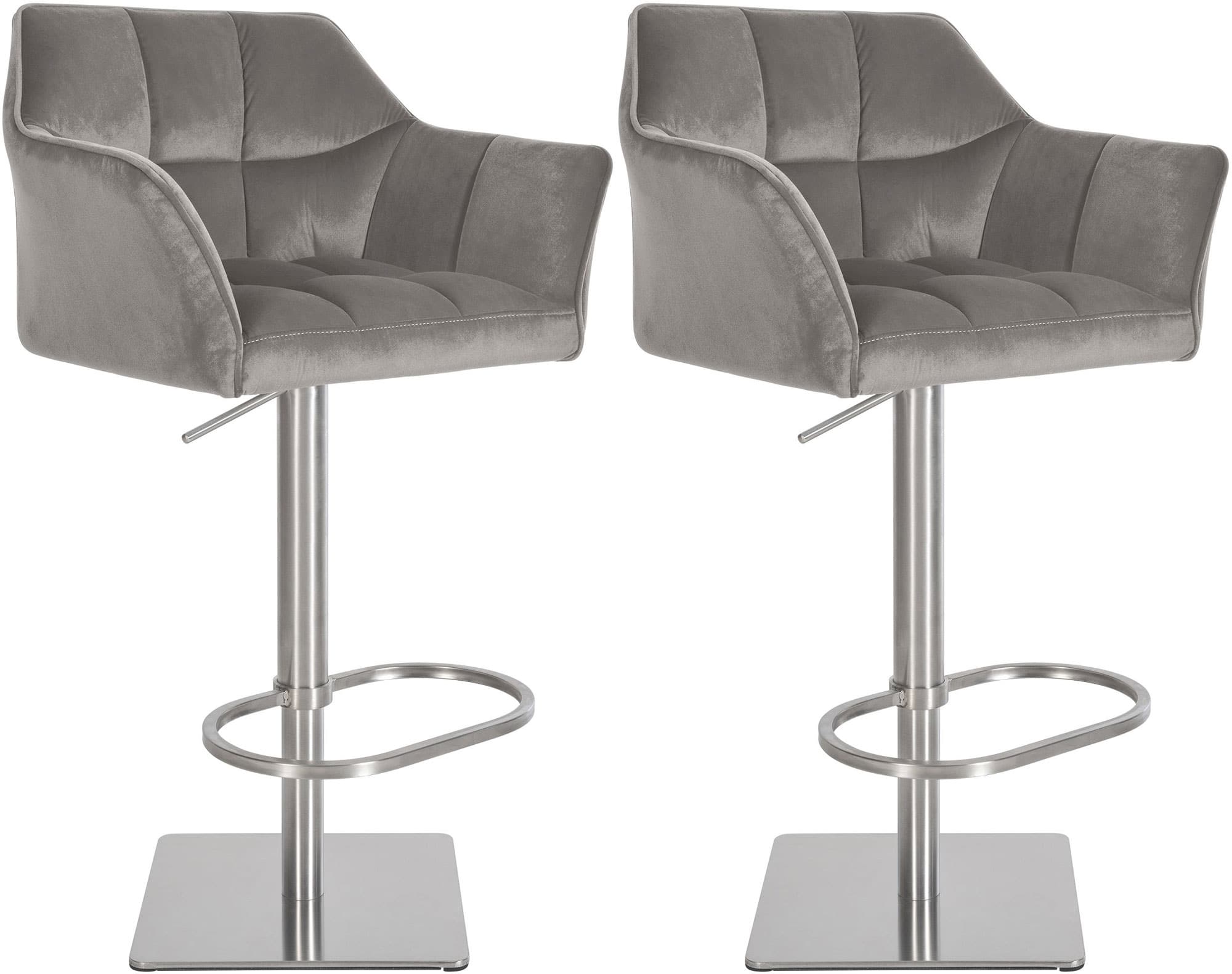 CLP 2er Set Barhocker Damaso Samt-Bezug I H&ouml;henverstellbarer Barstuhl Mit Metallgestell I Thekenhocker Mit Integrierter Fu&szlig;st&uuml;tze - Bild 1