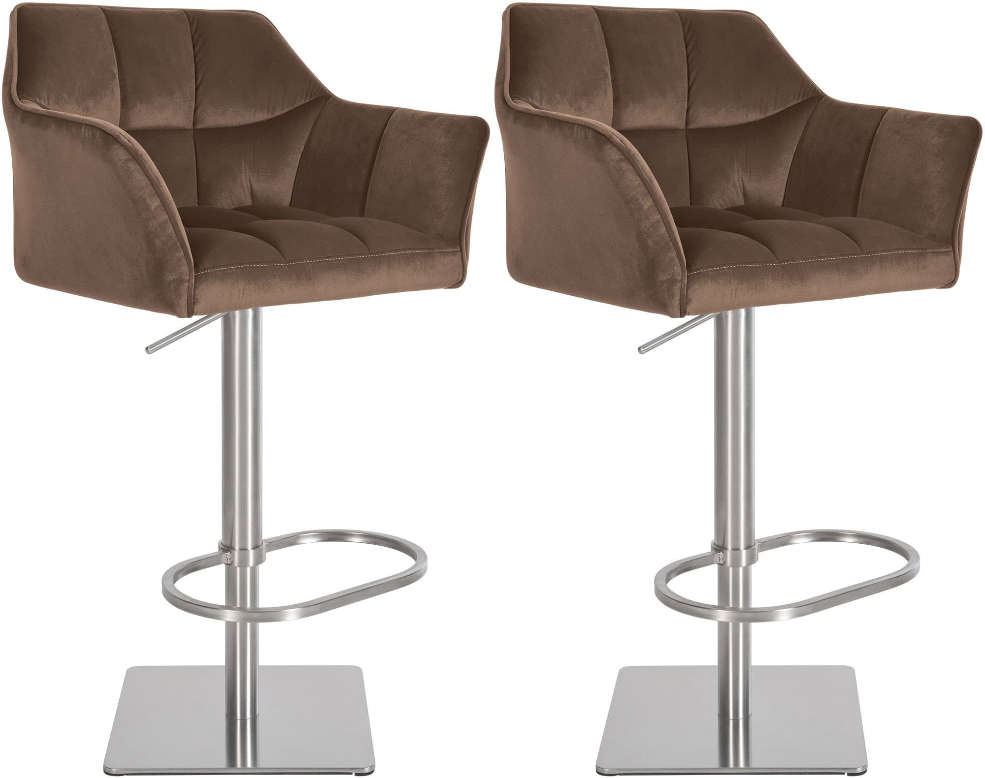 CLP 2er Set Barhocker Damaso Samt-Bezug I H&ouml;henverstellbarer Barstuhl Mit Metallgestell I Thekenhocker Mit Integrierter Fu&szlig;st&uuml;tze - Bild 1