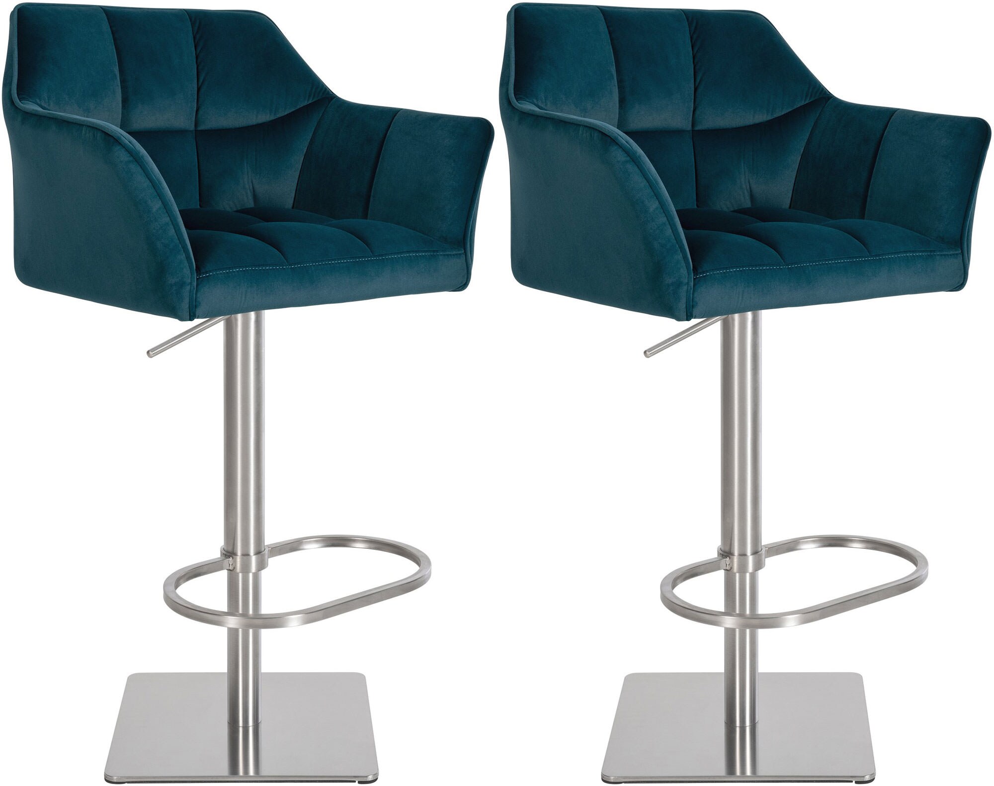 CLP 2er Set Barhocker Damaso Samt-Bezug I H&ouml;henverstellbarer Barstuhl Mit Metallgestell I Thekenhocker Mit Integrierter Fu&szlig;st&uuml;tze - Bild 1