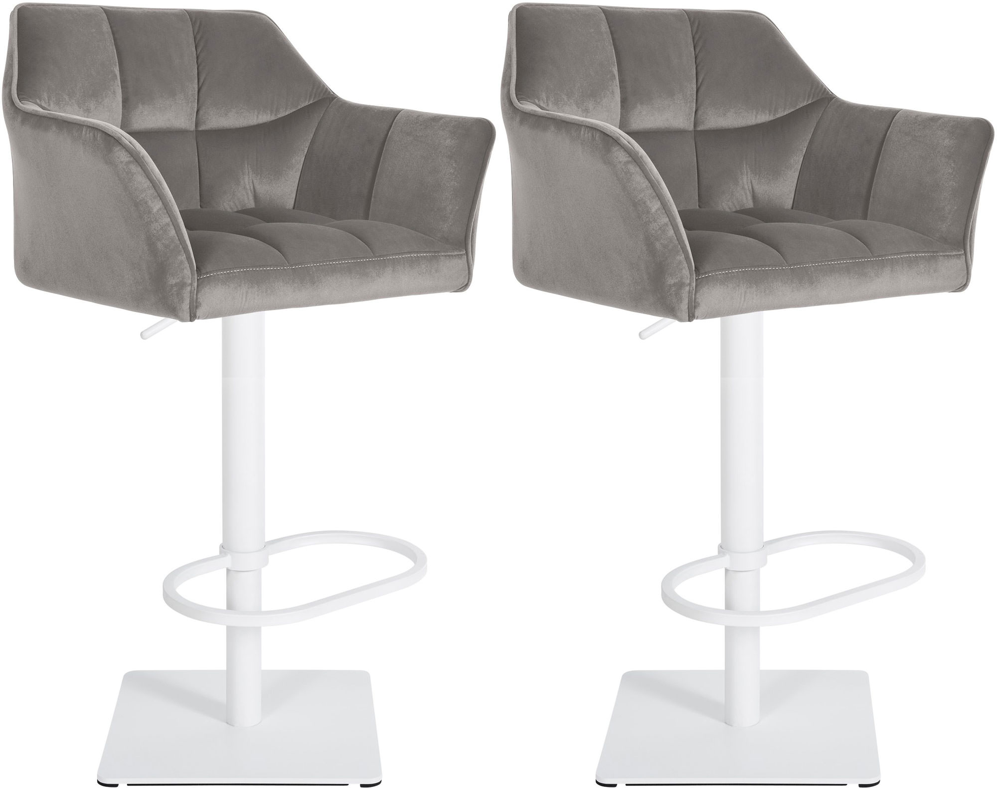 CLP 2er Set Barhocker Damaso Samt-Bezug I H&ouml;henverstellbarer Barstuhl Mit Metallgestell I Thekenhocker Mit Integrierter Fu&szlig;st&uuml;tze - Bild 1
