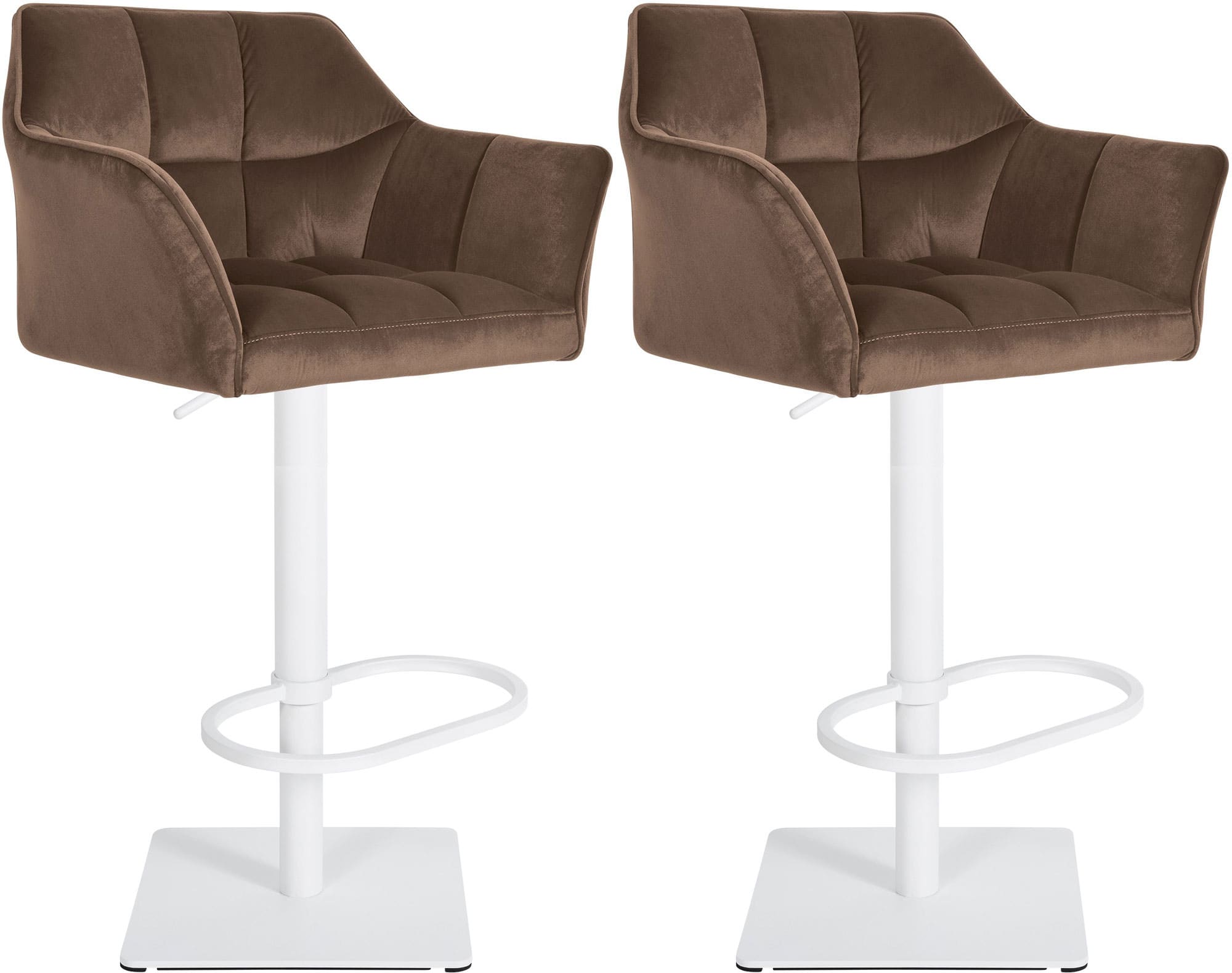 CLP 2er Set Barhocker Damaso Samt-Bezug I H&ouml;henverstellbarer Barstuhl Mit Metallgestell I Thekenhocker Mit Integrierter Fu&szlig;st&uuml;tze - Bild 1