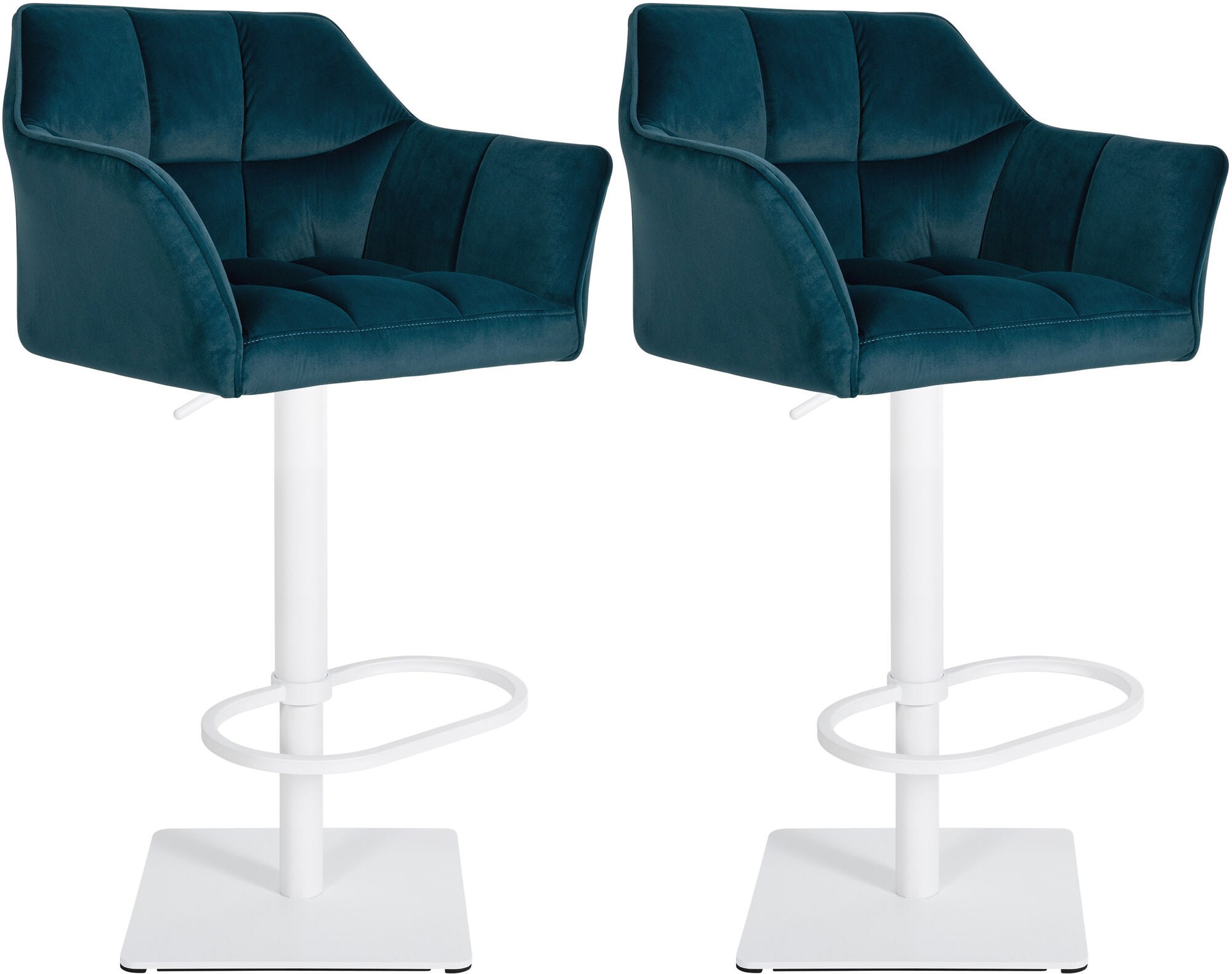 CLP 2er Set Barhocker Damaso Samt-Bezug I H&ouml;henverstellbarer Barstuhl Mit Metallgestell I Thekenhocker Mit Integrierter Fu&szlig;st&uuml;tze - Bild 1