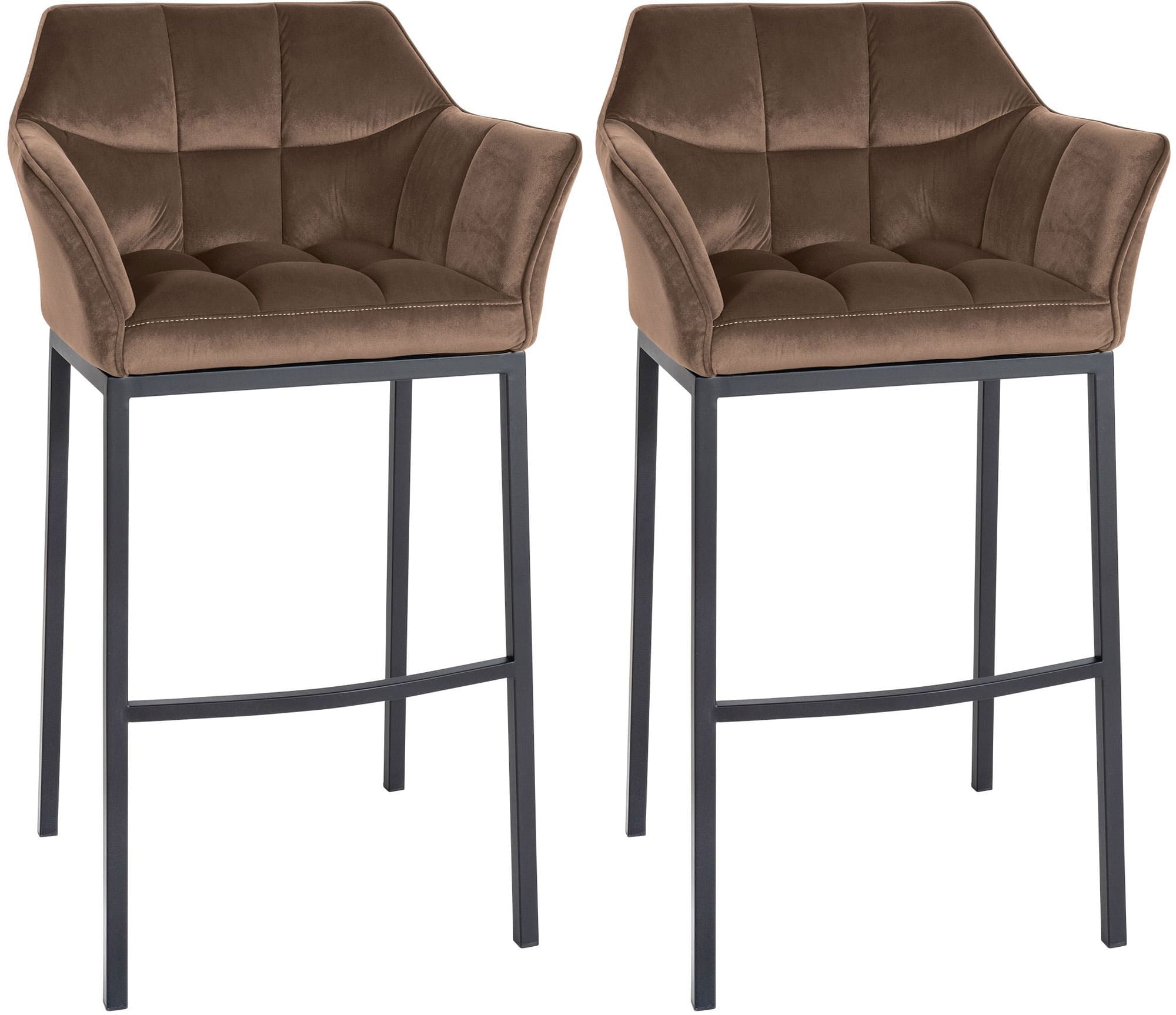 CLP Barhocker 2er Set mit Lehne Damaso, Barst&uuml;hle gepolstert mit Samtbezug, Vierfu&szlig;gestelle aus Metall, Tresenhocker bis 240 kg belastbar - Bild 1