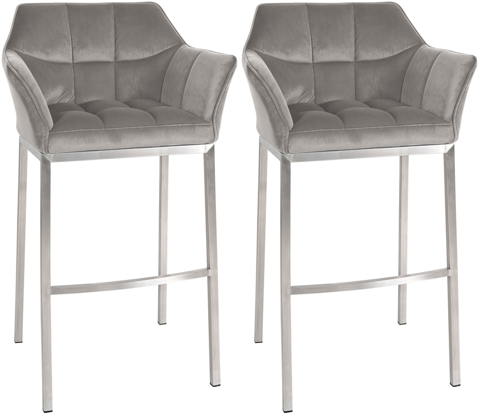 CLP Barhocker 2er Set mit Lehne Damaso, Barst&uuml;hle gepolstert mit Samtbezug, Vierfu&szlig;gestelle aus Metall, Tresenhocker bis 240 kg belastbar - Bild 1