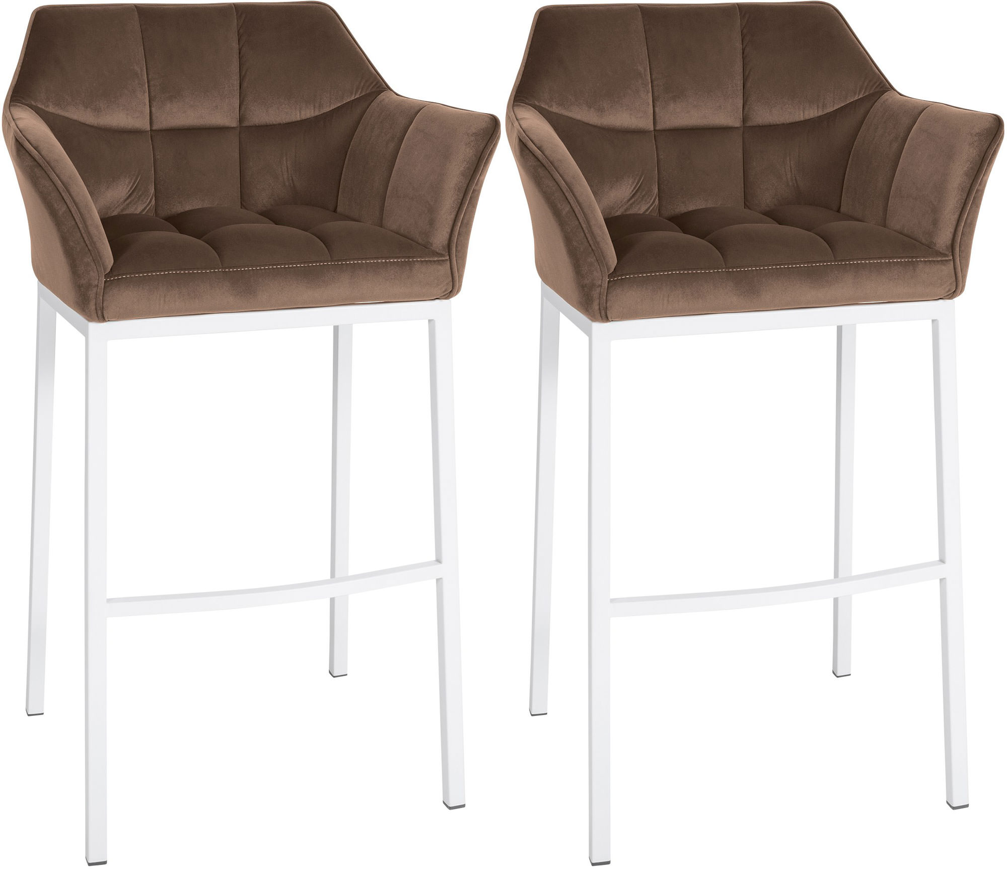 CLP Barhocker 2er Set mit Lehne Damaso, Barst&uuml;hle gepolstert mit Samtbezug, Vierfu&szlig;gestelle aus Metall, Tresenhocker bis 240 kg belastbar - Bild 1