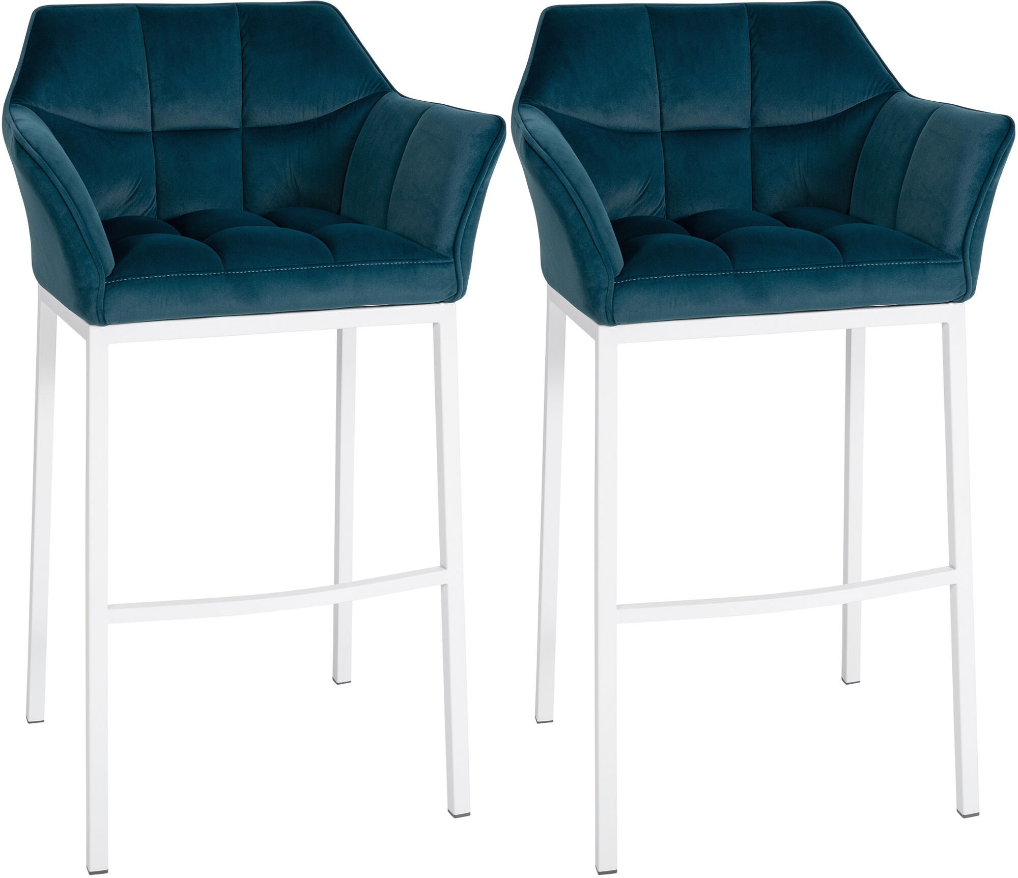 CLP Barhocker 2er Set mit Lehne Damaso, Barst&uuml;hle gepolstert mit Samtbezug, Vierfu&szlig;gestelle aus Metall, Tresenhocker bis 240 kg belastbar - Bild 1