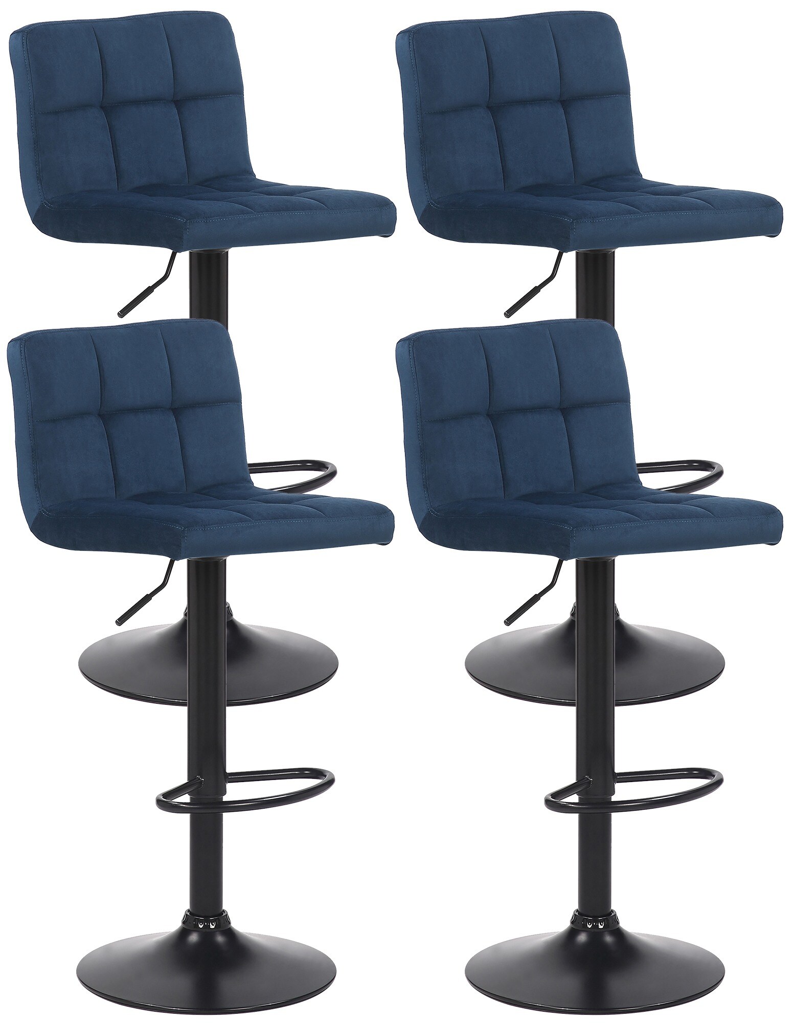 CLP 4er Set Barhocker Feni Samt, h&ouml;henverstellbar mit Fu&szlig;st&uuml;tze, Lehne & Metallgestell, belastbar bis 150 kg - Bild 1