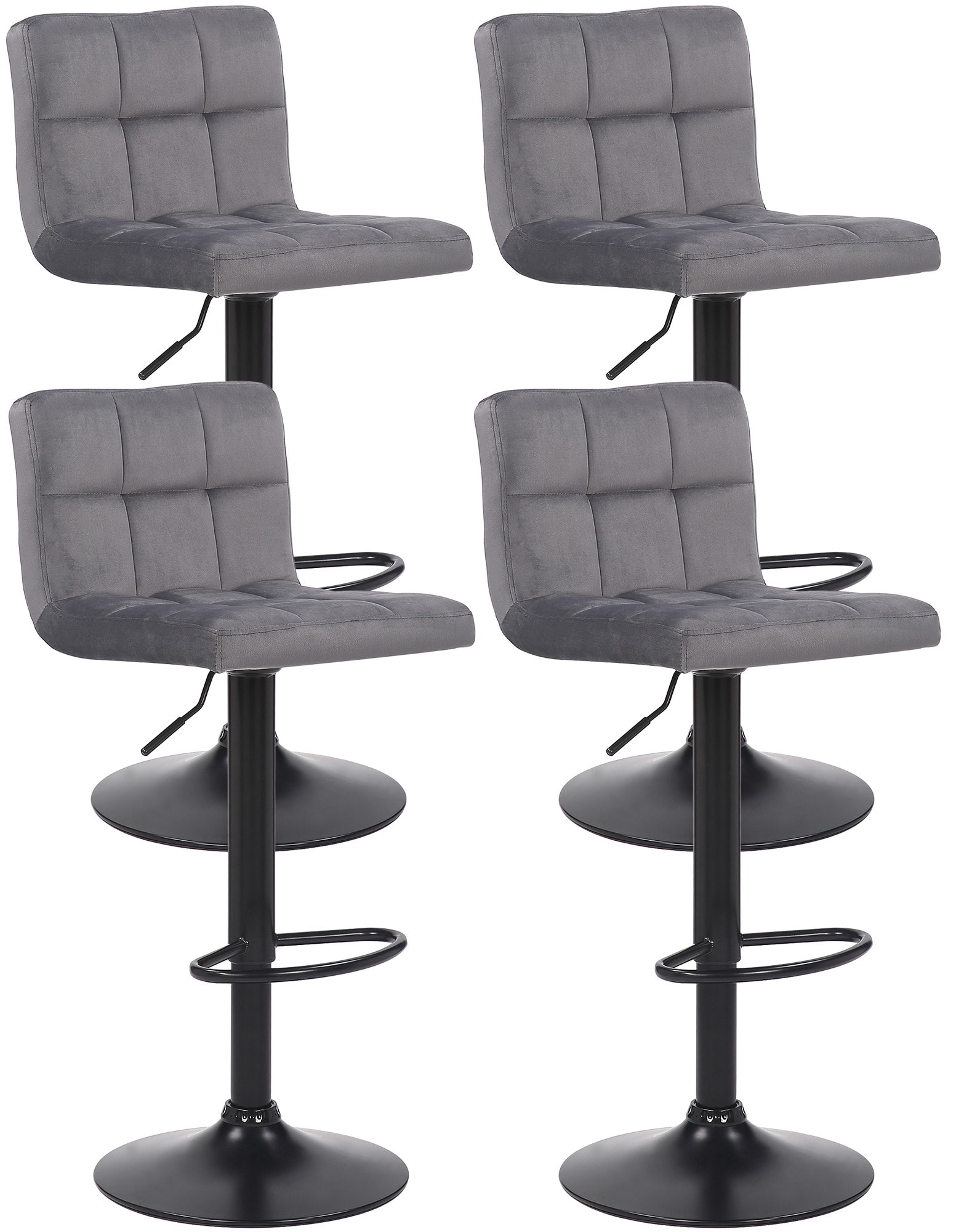 CLP 4er Set Barhocker Feni Samt, h&ouml;henverstellbar mit Fu&szlig;st&uuml;tze, Lehne & Metallgestell, belastbar bis 150 kg - Bild 1