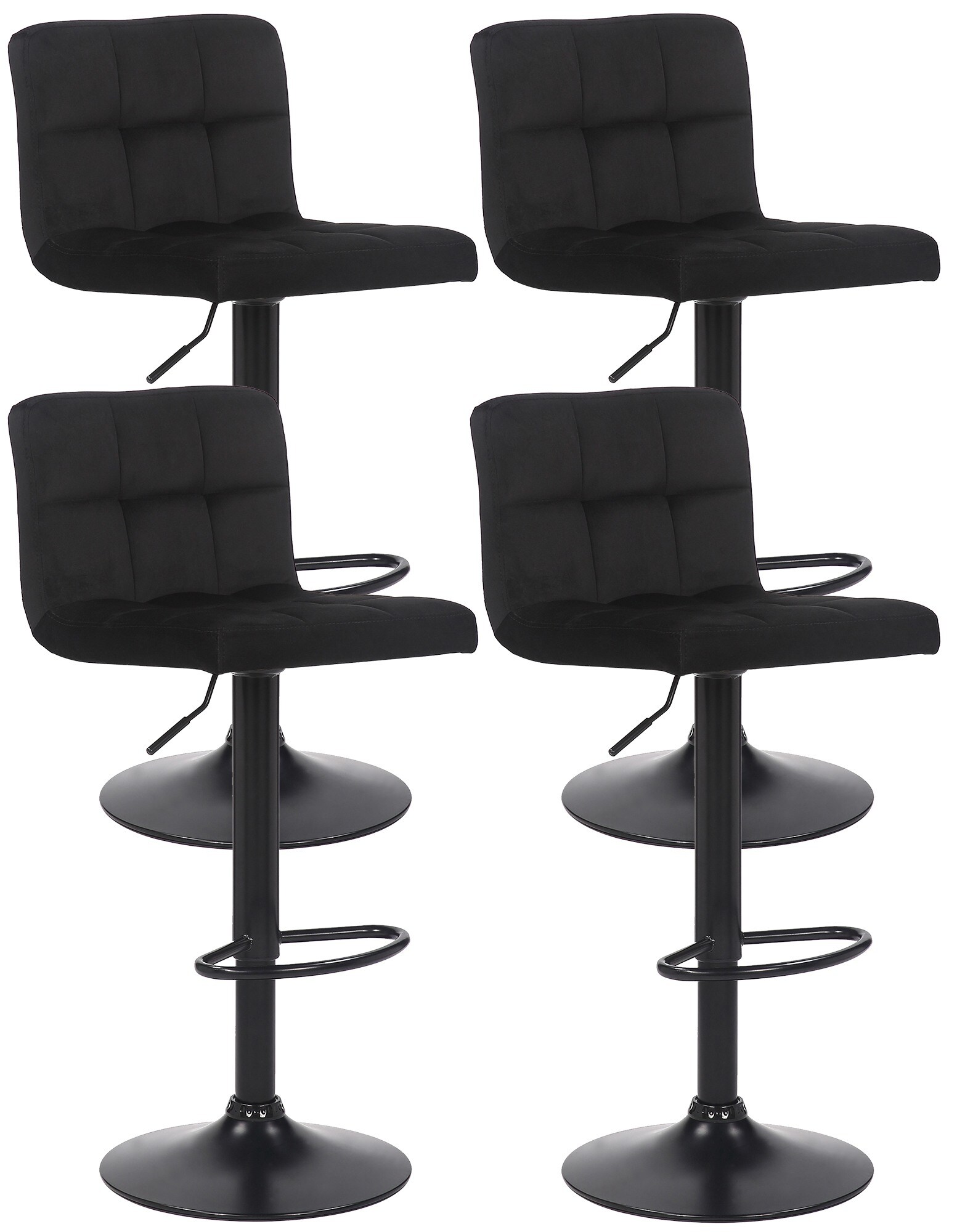 CLP 4er Set Barhocker Feni Samt, h&ouml;henverstellbar mit Fu&szlig;st&uuml;tze, Lehne & Metallgestell, belastbar bis 150 kg - Bild 1