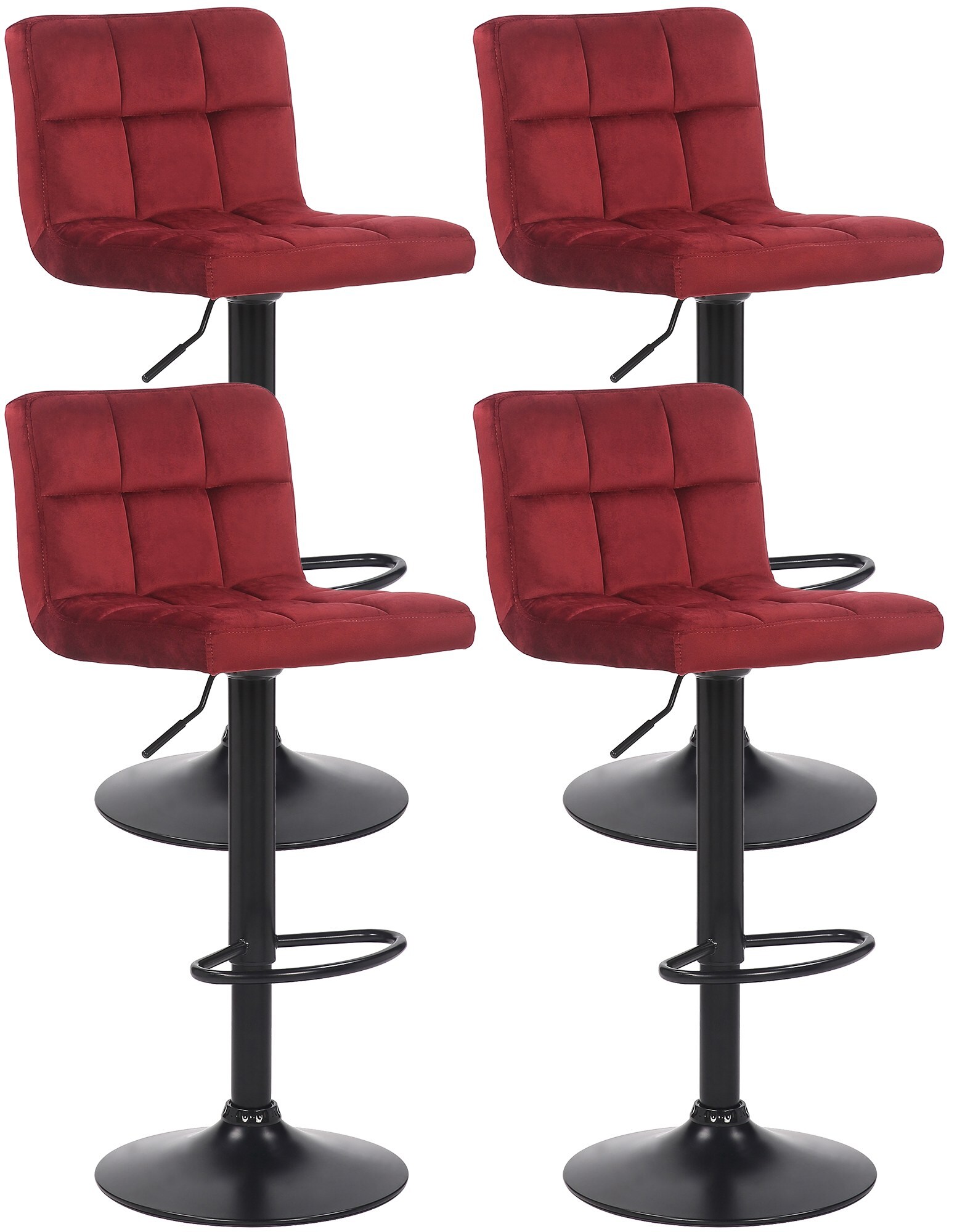 CLP 4er Set Barhocker Feni Samt, h&ouml;henverstellbar mit Fu&szlig;st&uuml;tze, Lehne & Metallgestell, belastbar bis 150 kg - Bild 1