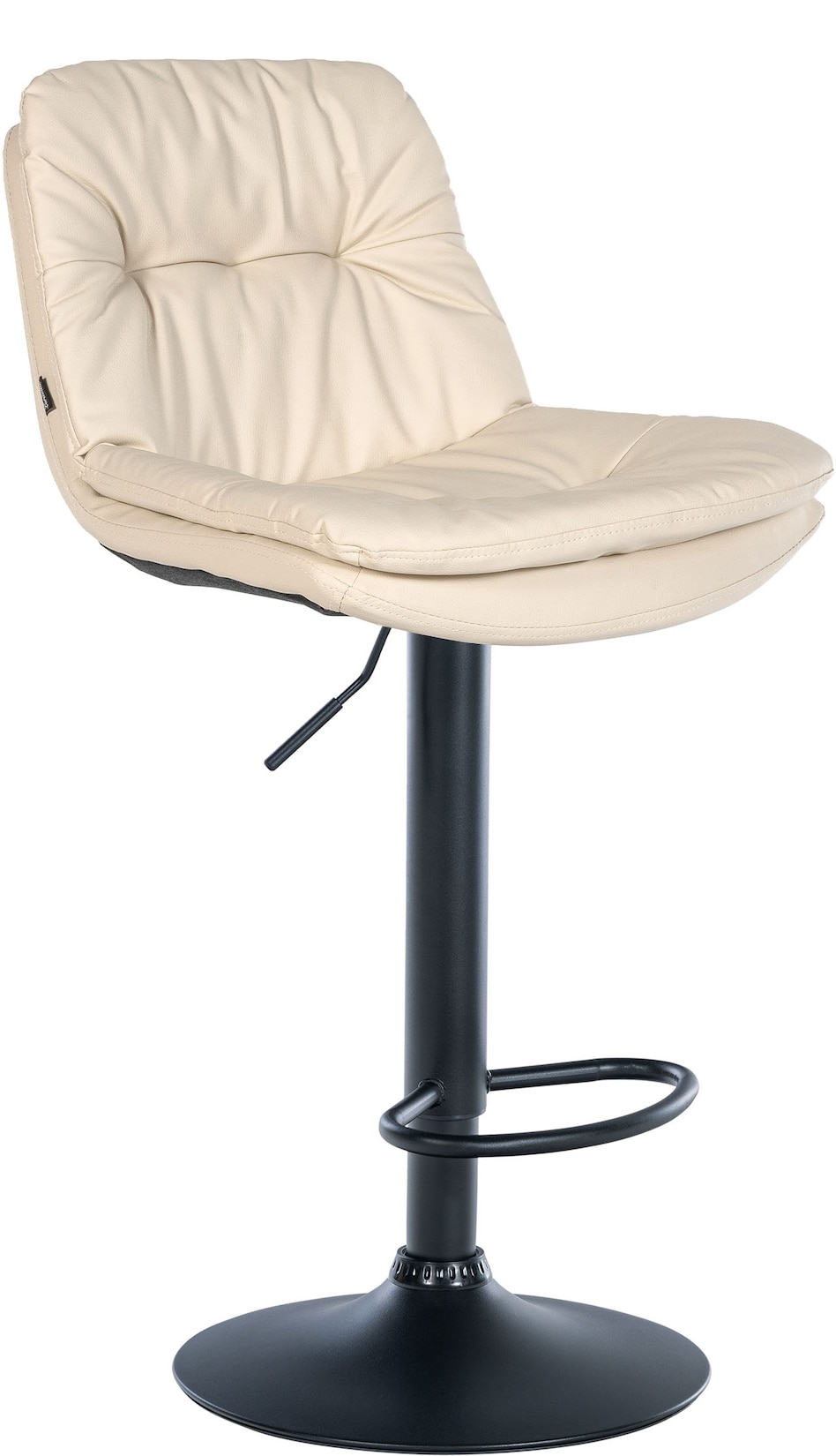 CLP Barhocker Laurel Kunstleder schwarz Farbe: creme, Material Gestell: Metall matt schwarz