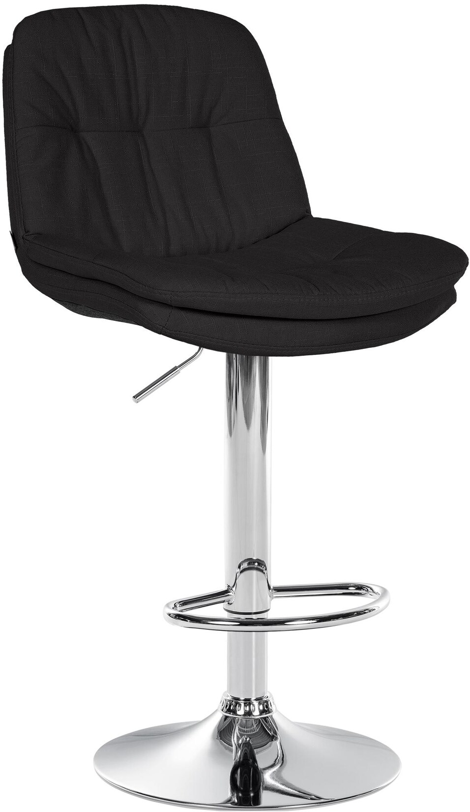 CLP Barhocker Laurel mit Stoffbezug, Barstuhl höhenverstellbar, drehbar, gepolstert, mit Fußstütze und Rückenlehne,