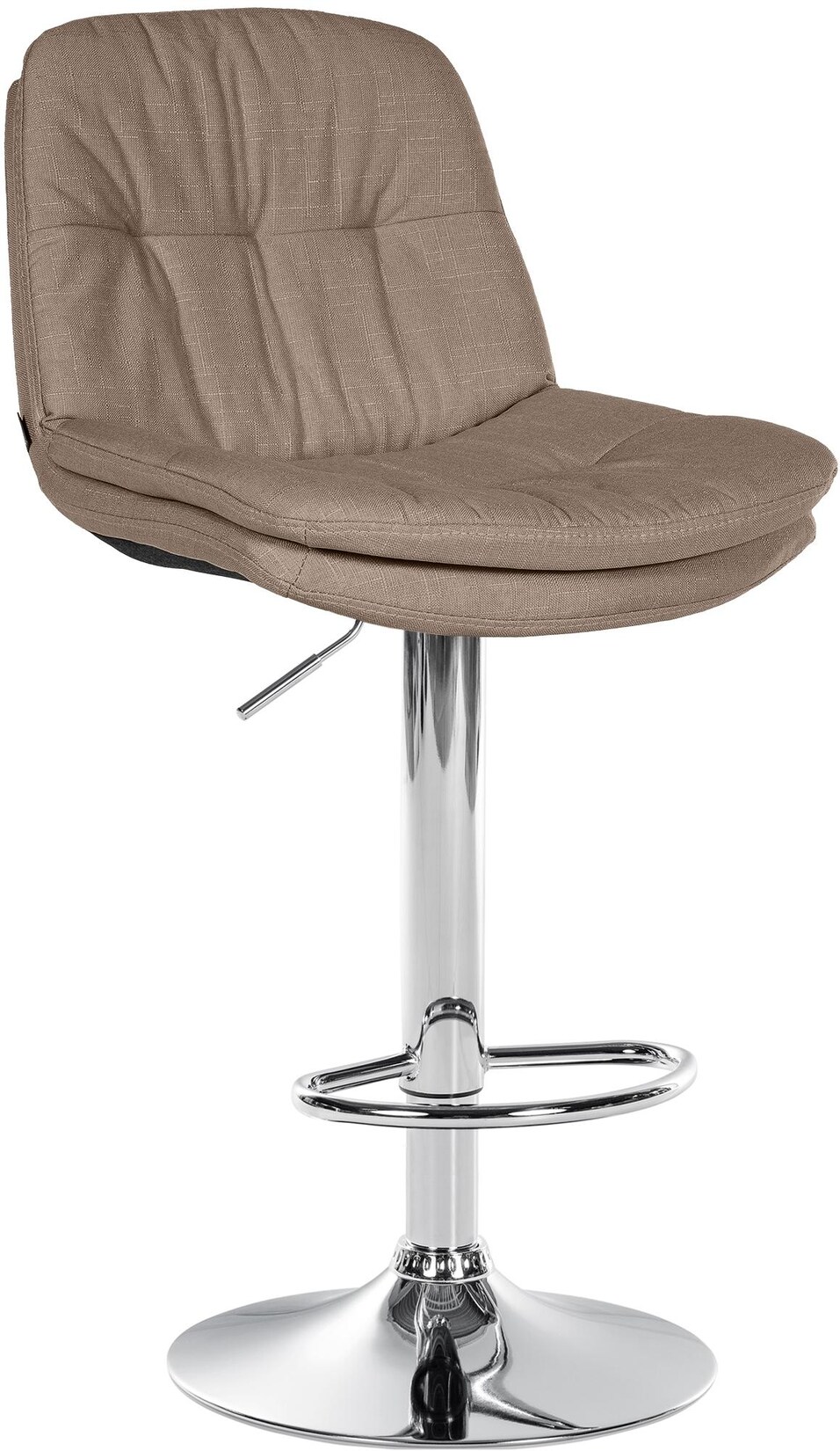 CLP Barhocker Laurel mit Stoffbezug, Barstuhl höhenverstellbar, drehbar, gepolstert, mit Fußstütze und Rückenlehne,