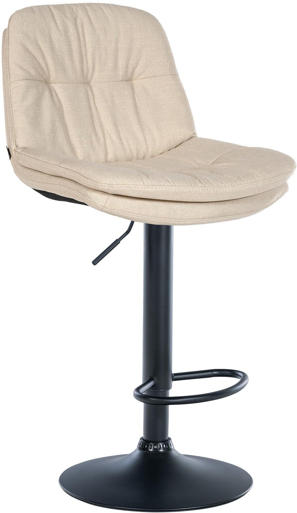 CLP Barhocker Laurel mit Stoffbezug, Barstuhl höhenverstellbar, drehbar, gepolstert, mit Fußstütze und Rückenlehne,