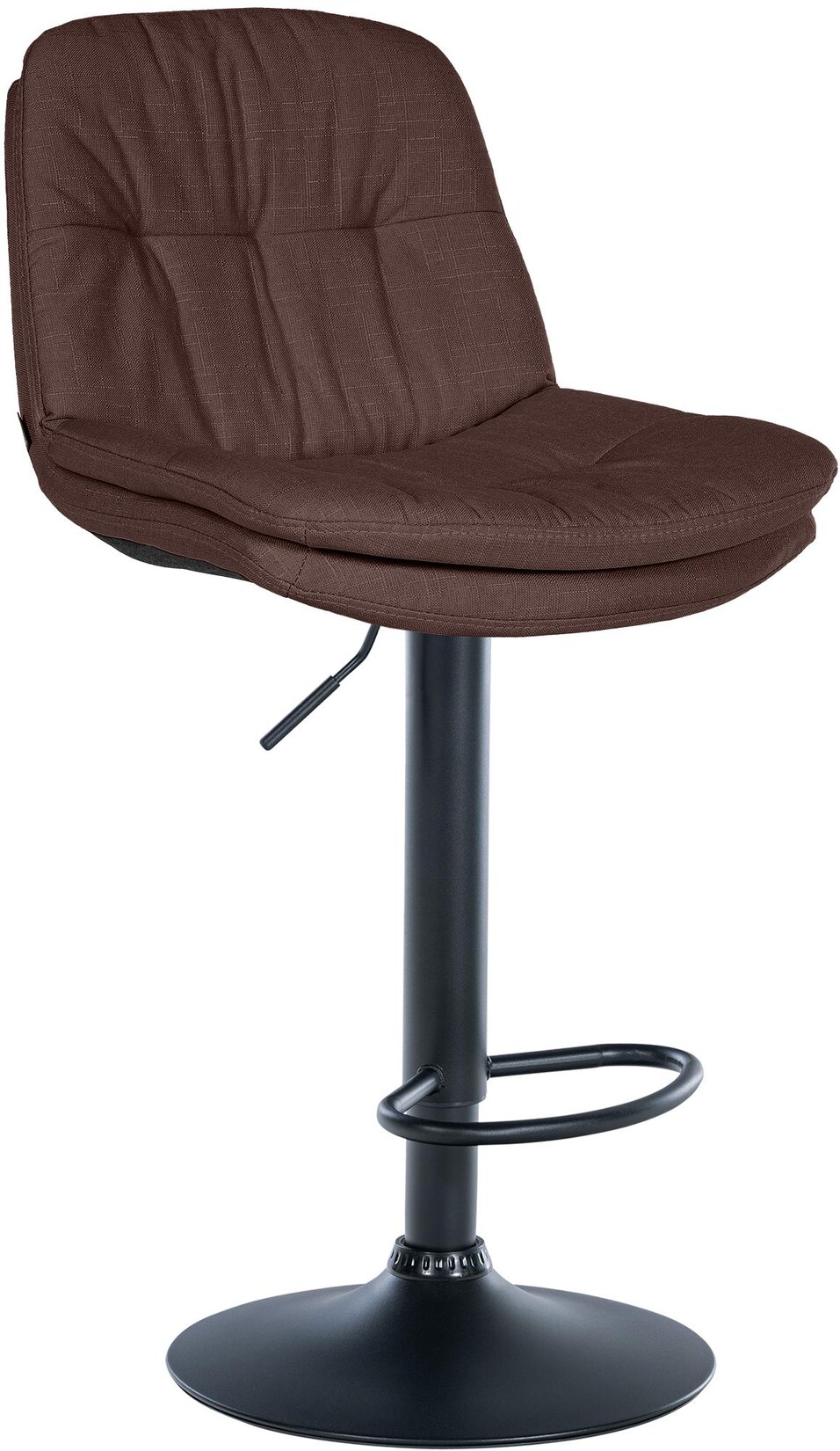 CLP Barhocker Laurel mit Stoffbezug, Barstuhl höhenverstellbar, drehbar, gepolstert, mit Fußstütze und Rückenlehne,