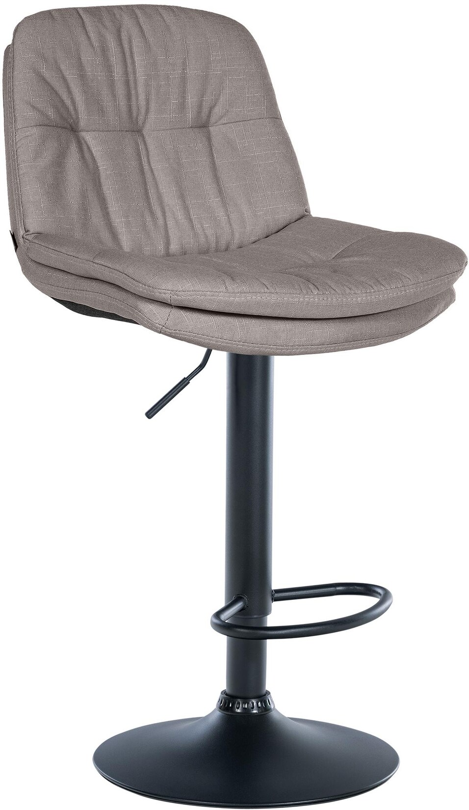 CLP Barhocker Laurel mit Stoffbezug, Barstuhl höhenverstellbar, drehbar, gepolstert, mit Fußstütze und Rückenlehne,