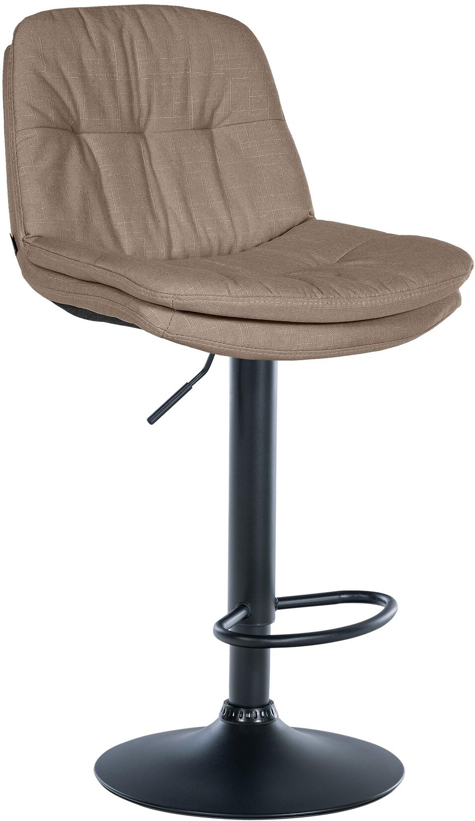 CLP Barhocker Laurel mit Stoffbezug, Barstuhl höhenverstellbar, drehbar, gepolstert, mit Fußstütze und Rückenlehne,