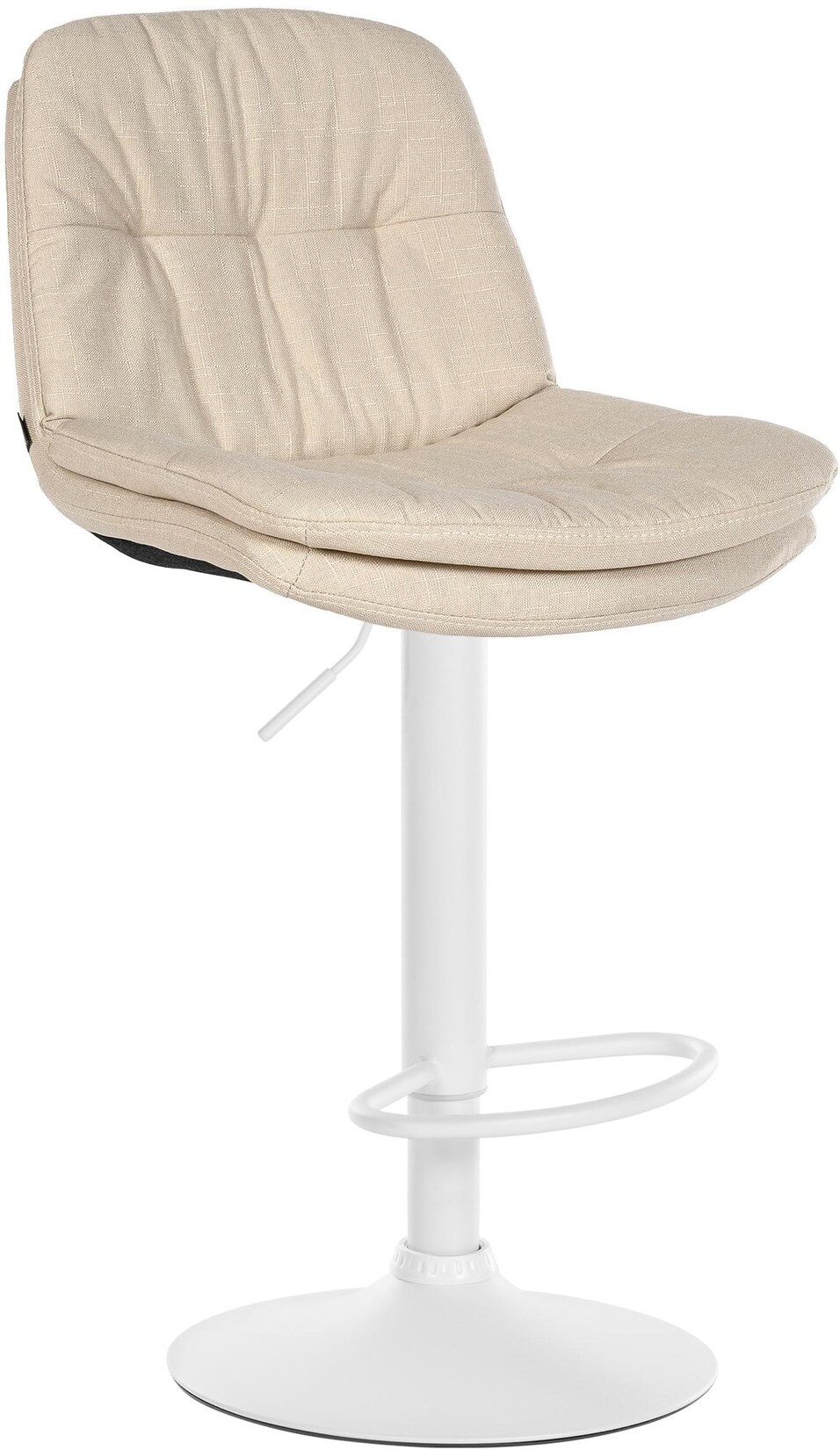 CLP Barhocker Laurel mit Stoffbezug, Barstuhl höhenverstellbar, drehbar, gepolstert, mit Fußstütze und Rückenlehne,