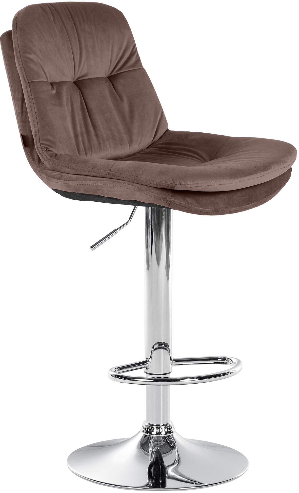 CLP Barhocker Laurel mit Samtbezug I Barstuhl h&ouml;henverstellbar und drehbar I gepolsterter Tresenhocker mit Fu&szlig;st&uuml;tze und R&uuml;ckenlehne - Bild 1