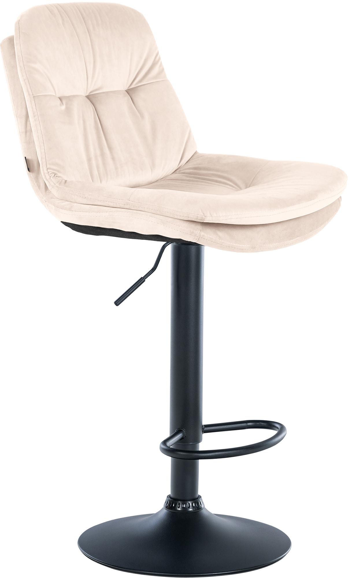 CLP Barhocker Laurel mit Samtbezug I Barstuhl h&ouml;henverstellbar und drehbar I gepolsterter Tresenhocker mit Fu&szlig;st&uuml;tze und R&uuml;ckenlehne - Bild 1