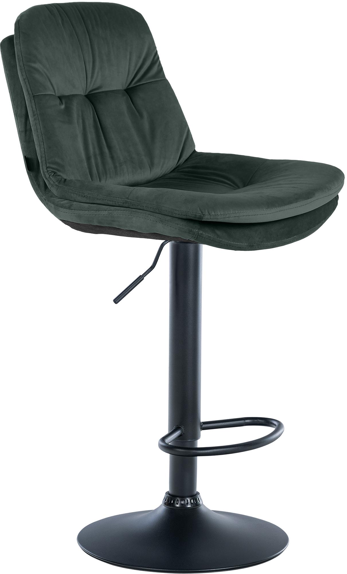 CLP Barhocker Laurel mit Samtbezug I Barstuhl h&ouml;henverstellbar und drehbar I gepolsterter Tresenhocker mit Fu&szlig;st&uuml;tze und R&uuml;ckenlehne - Bild 1