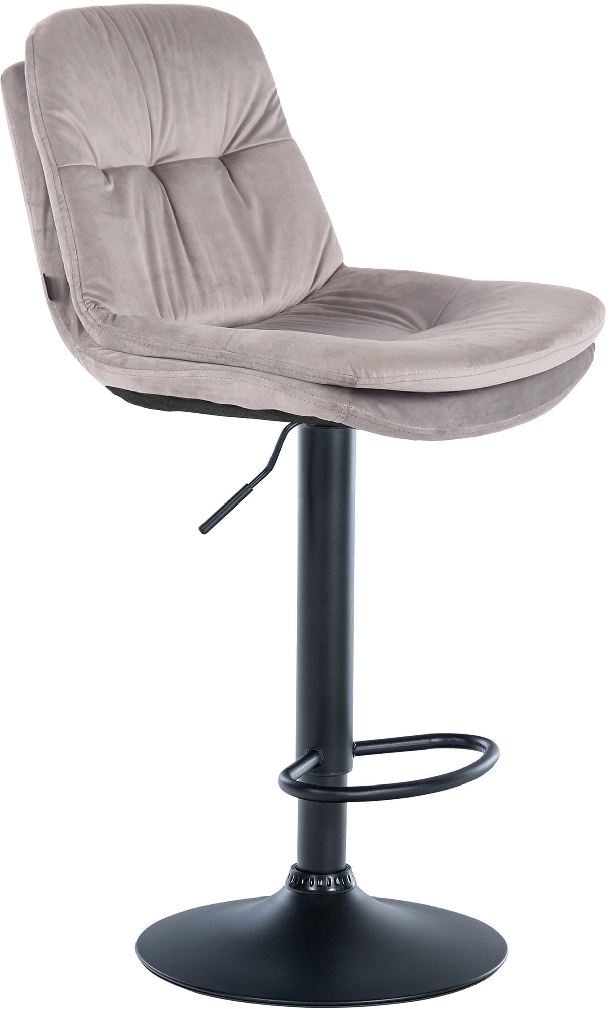 CLP Barhocker Laurel mit Samtbezug I Barstuhl h&ouml;henverstellbar und drehbar I gepolsterter Tresenhocker mit Fu&szlig;st&uuml;tze und R&uuml;ckenlehne - Bild 1