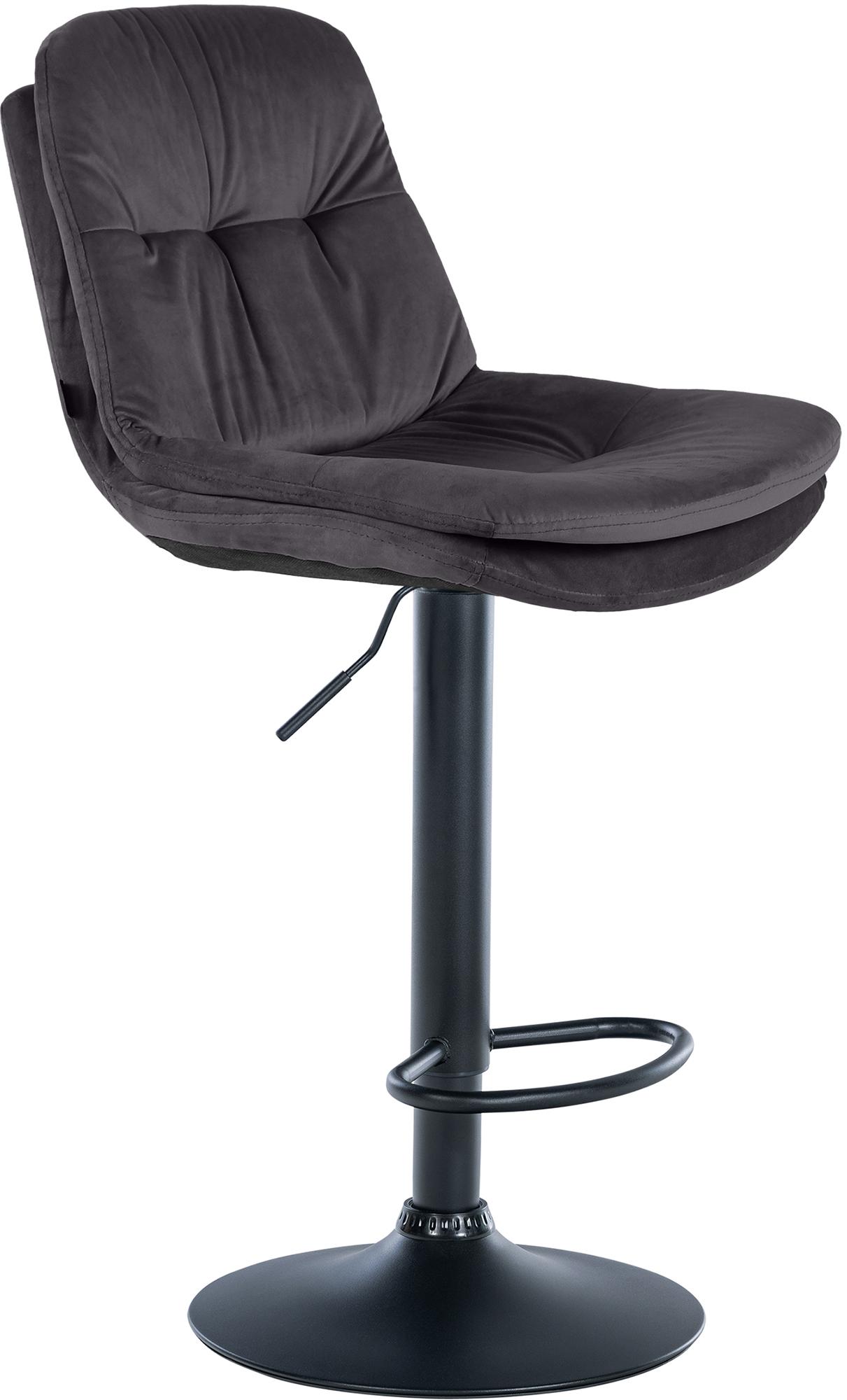 CLP Barhocker Laurel mit Samtbezug I Barstuhl h&ouml;henverstellbar und drehbar I gepolsterter Tresenhocker mit Fu&szlig;st&uuml;tze und R&uuml;ckenlehne - Bild 1