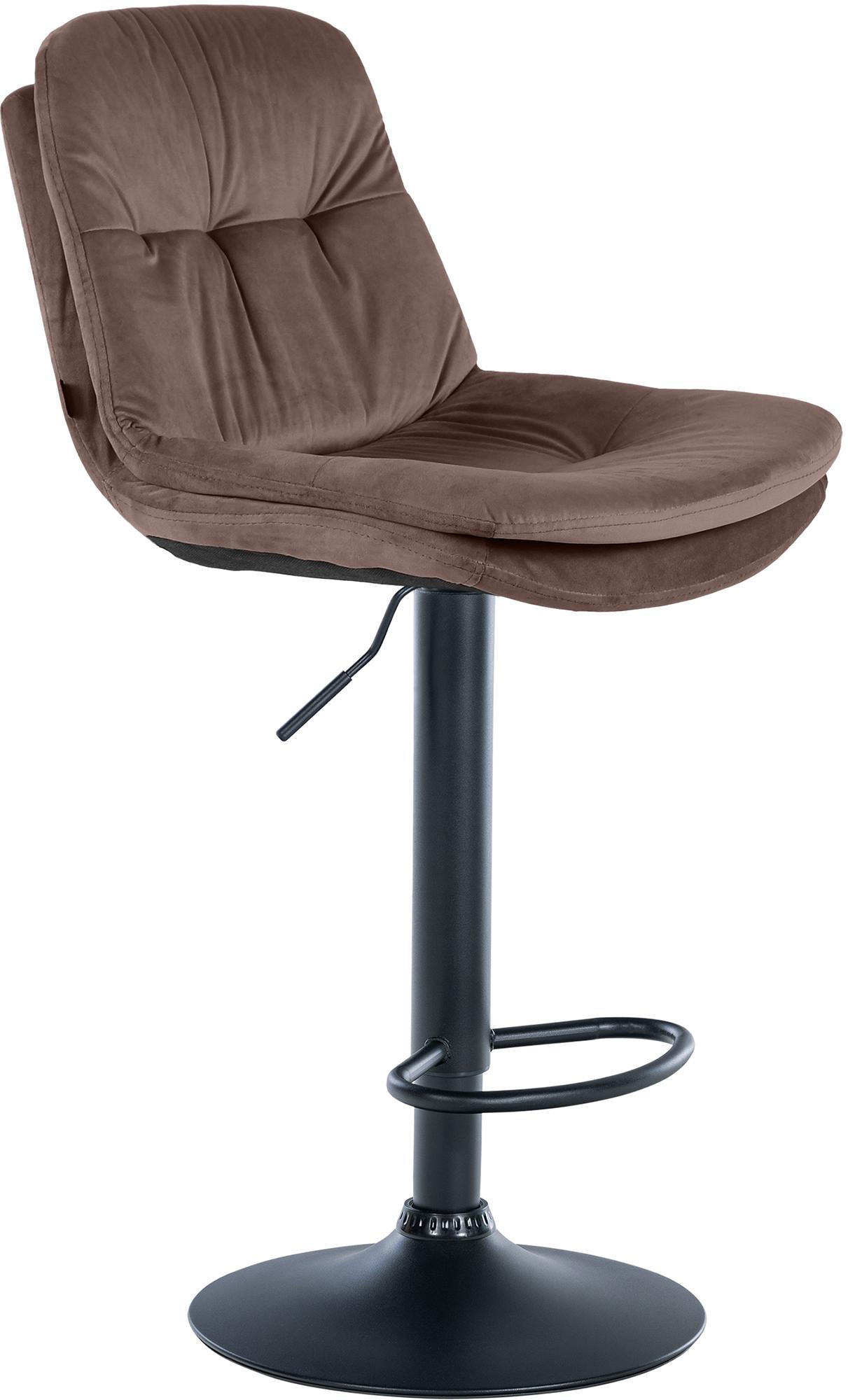 CLP Barhocker Laurel mit Samtbezug I Barstuhl h&ouml;henverstellbar und drehbar I gepolsterter Tresenhocker mit Fu&szlig;st&uuml;tze und R&uuml;ckenlehne - Bild 1