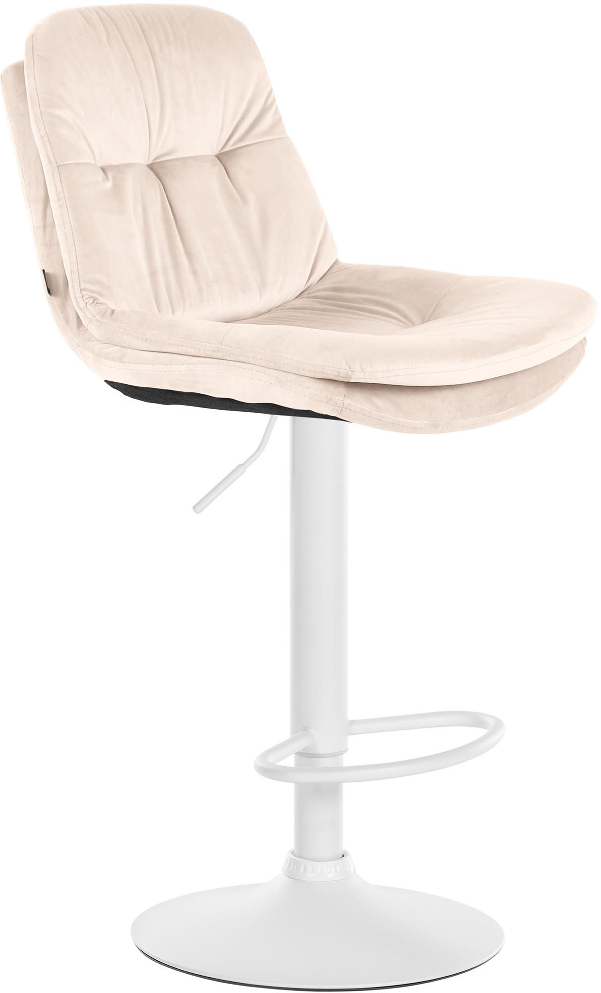 CLP Barhocker Laurel mit Samtbezug I Barstuhl h&ouml;henverstellbar und drehbar I gepolsterter Tresenhocker mit Fu&szlig;st&uuml;tze und R&uuml;ckenlehne - Bild 1