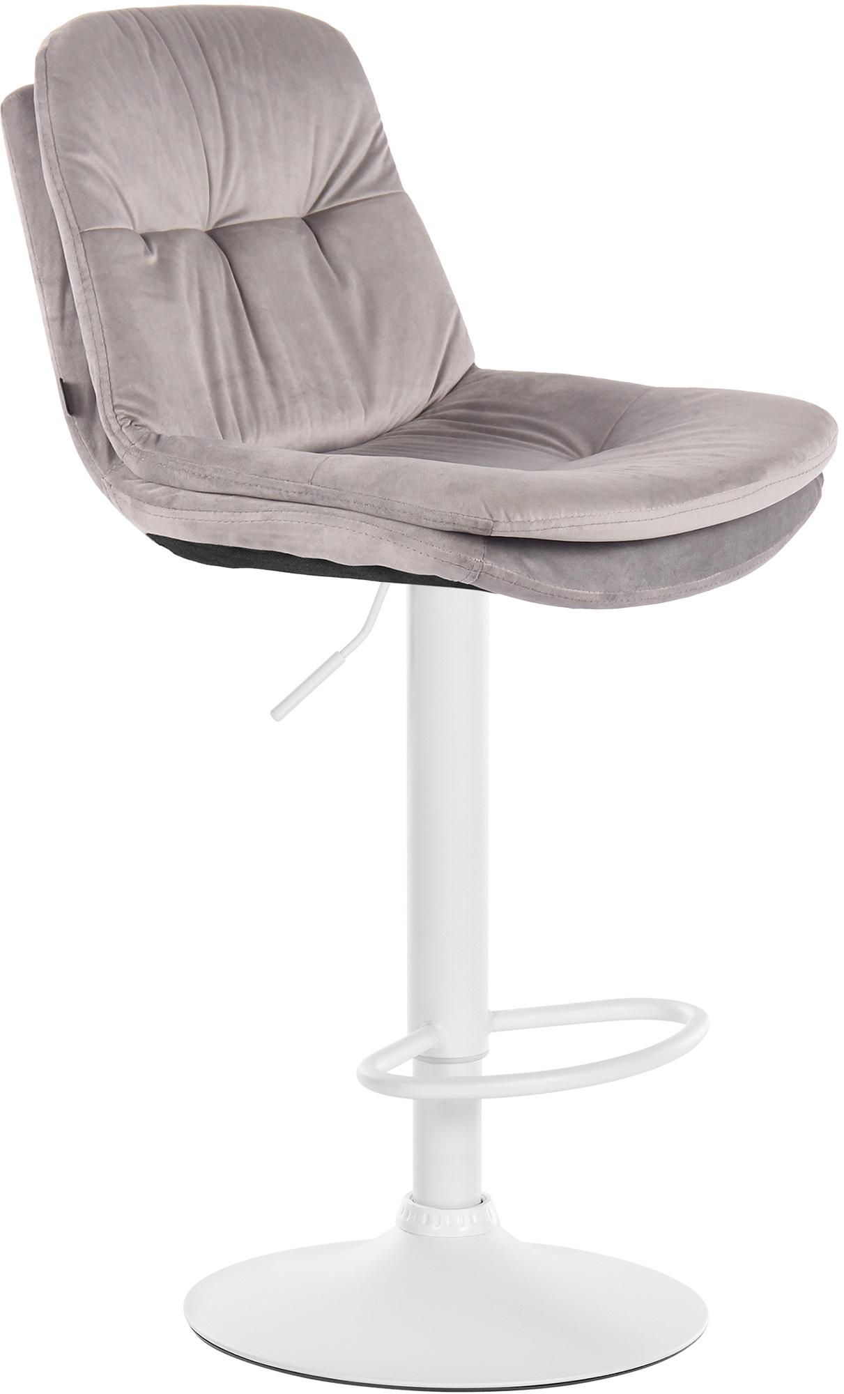 CLP Barhocker Laurel mit Samtbezug I Barstuhl h&ouml;henverstellbar und drehbar I gepolsterter Tresenhocker mit Fu&szlig;st&uuml;tze und R&uuml;ckenlehne - Bild 1