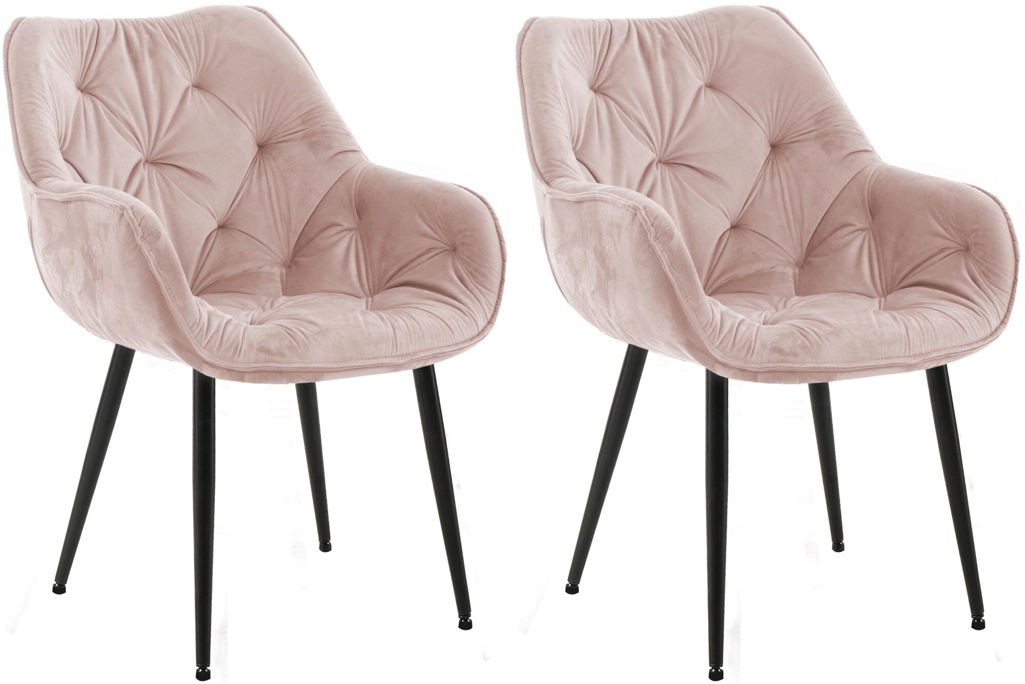 CLP 2er Set Stuhl Tanna Samt I Esszimmerstuhl Mit Armlehne I Gesteppter Polsterstuhl - Bild 1