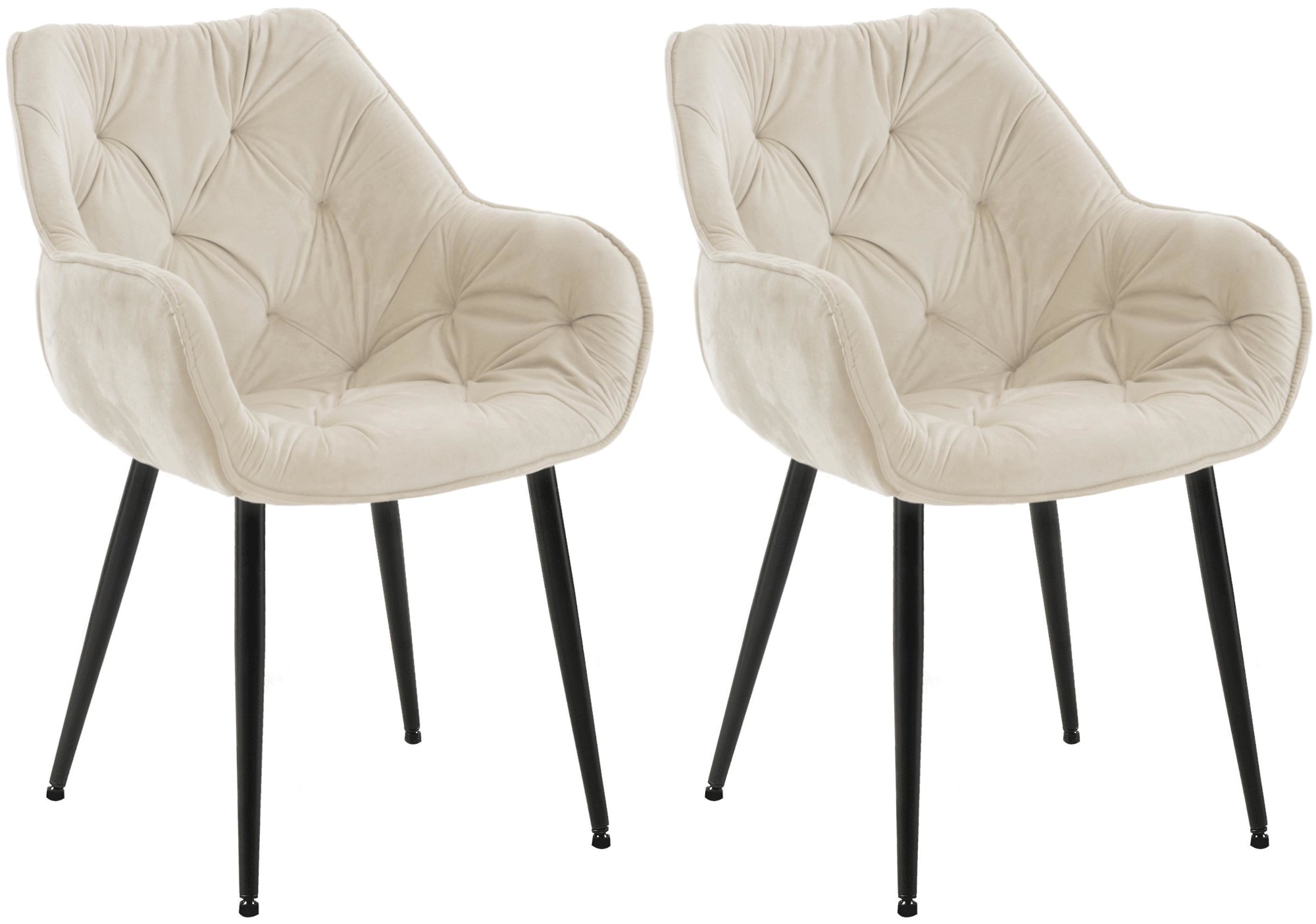 CLP 2er Set Stuhl Tanna Samt I Esszimmerstuhl Mit Armlehne I Gesteppter Polsterstuhl - Bild 1